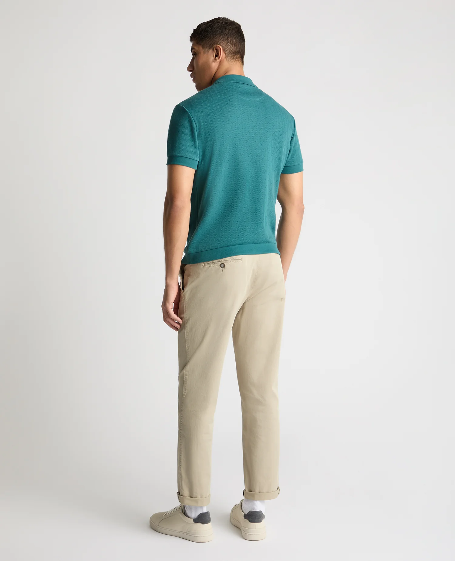 Cable Patterned Cotton Polo Shirt - Image 3