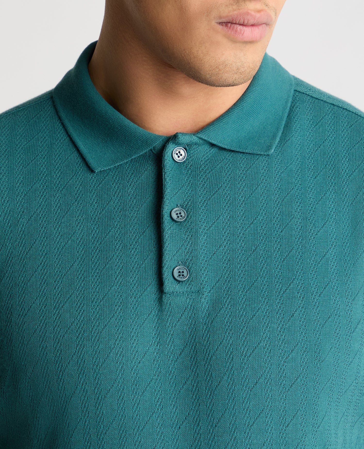 Cable Patterned Cotton Polo Shirt - Image 5