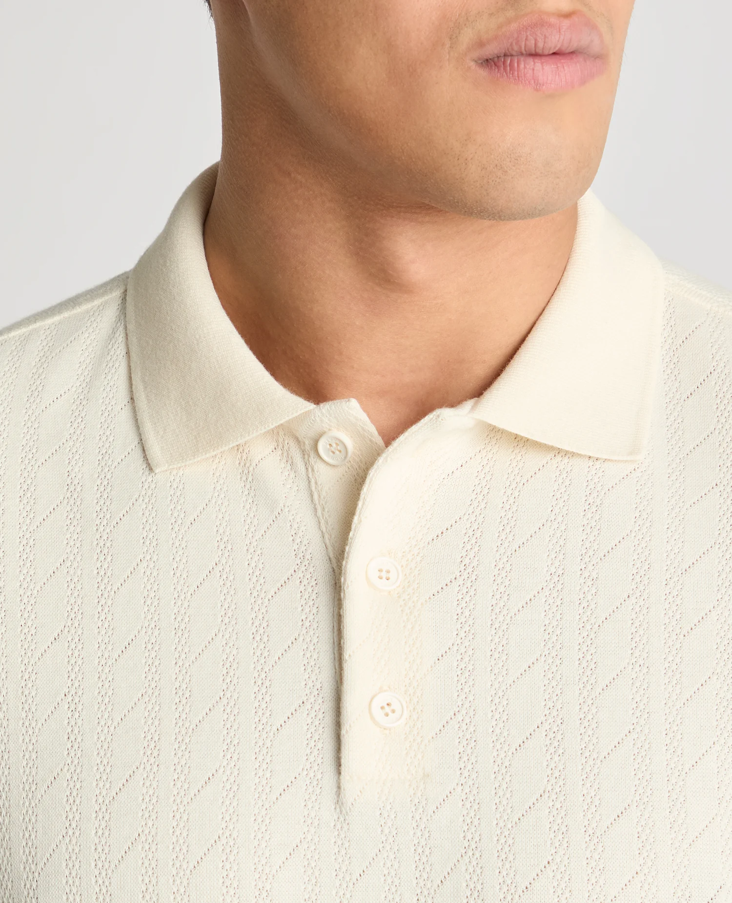 Cable Patterned Cotton Polo Shirt - Image 5