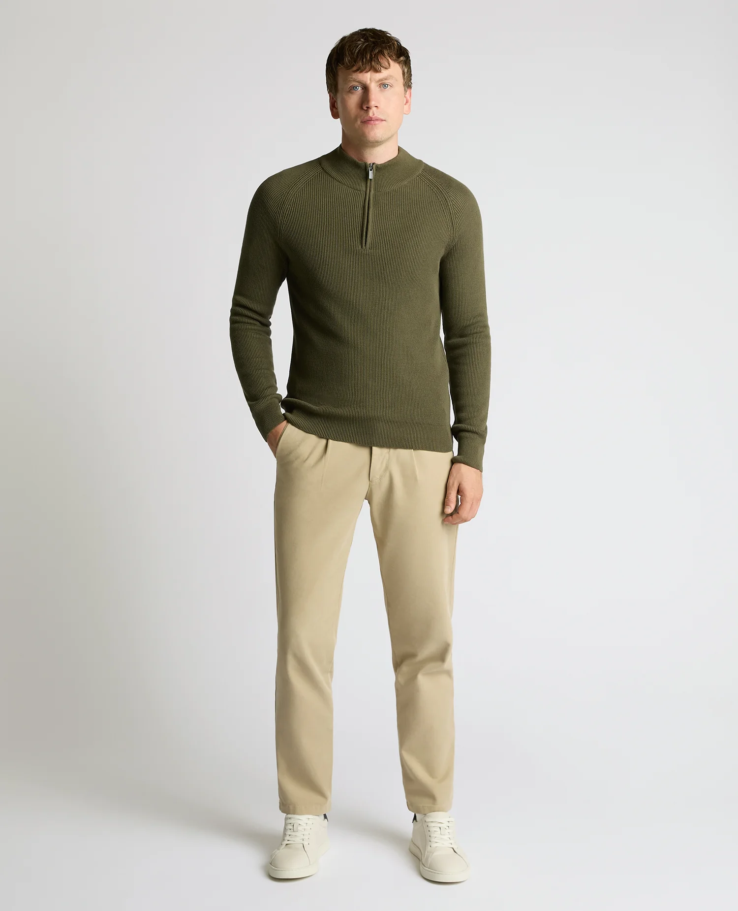 Cotton Half-Zip Knit Sweater - Image 2