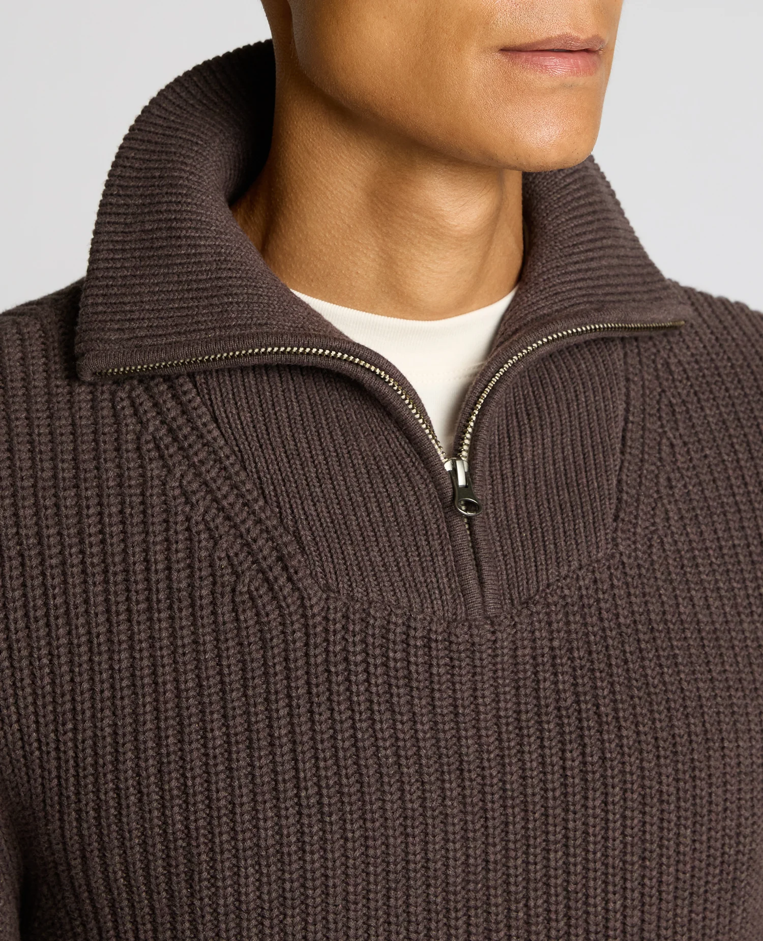 Cotton Funnel Neck Knit Sweater - Image 5