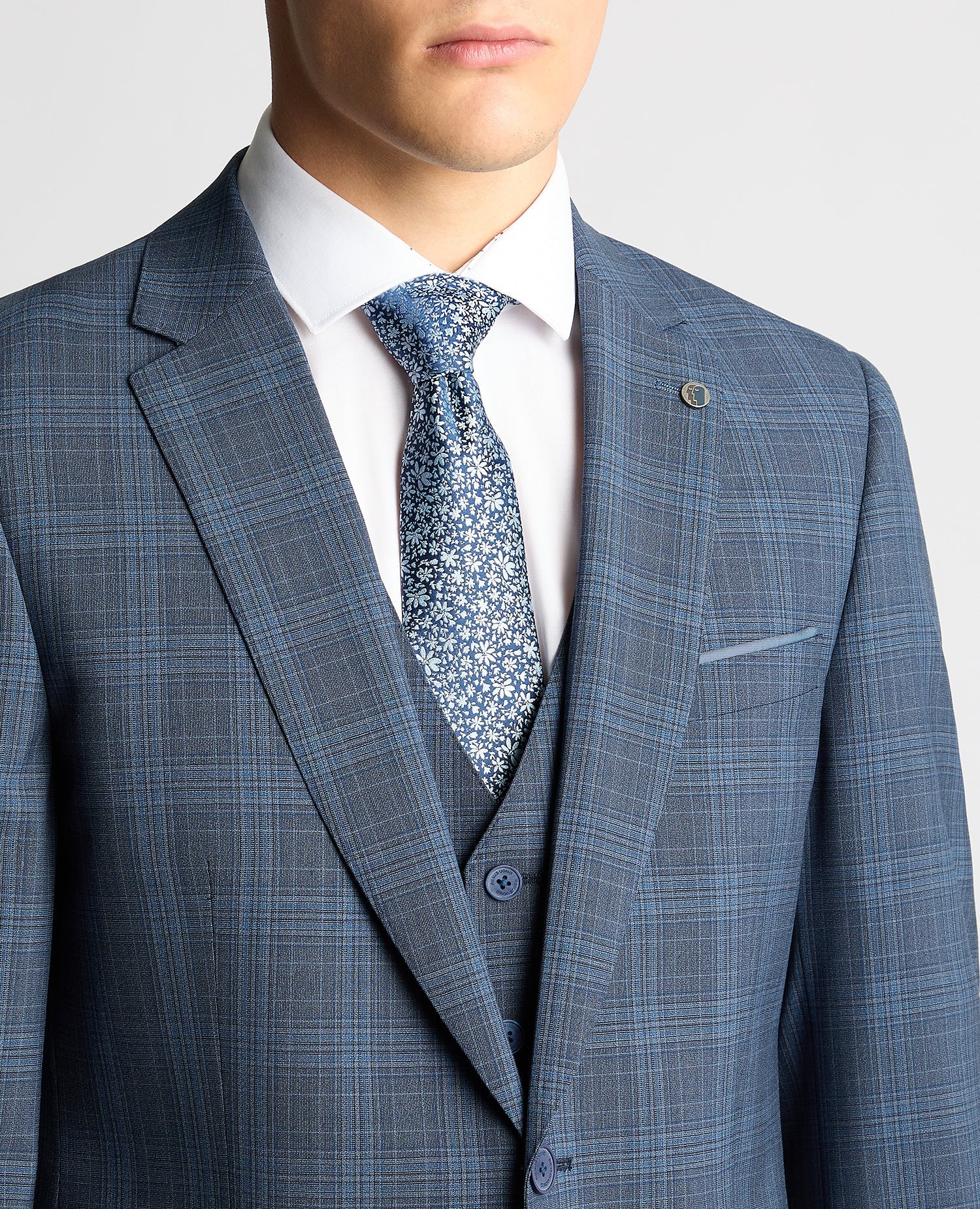 Tapered Fit Checked Wool Blend Mix and Match Suit Jacket - Image 4