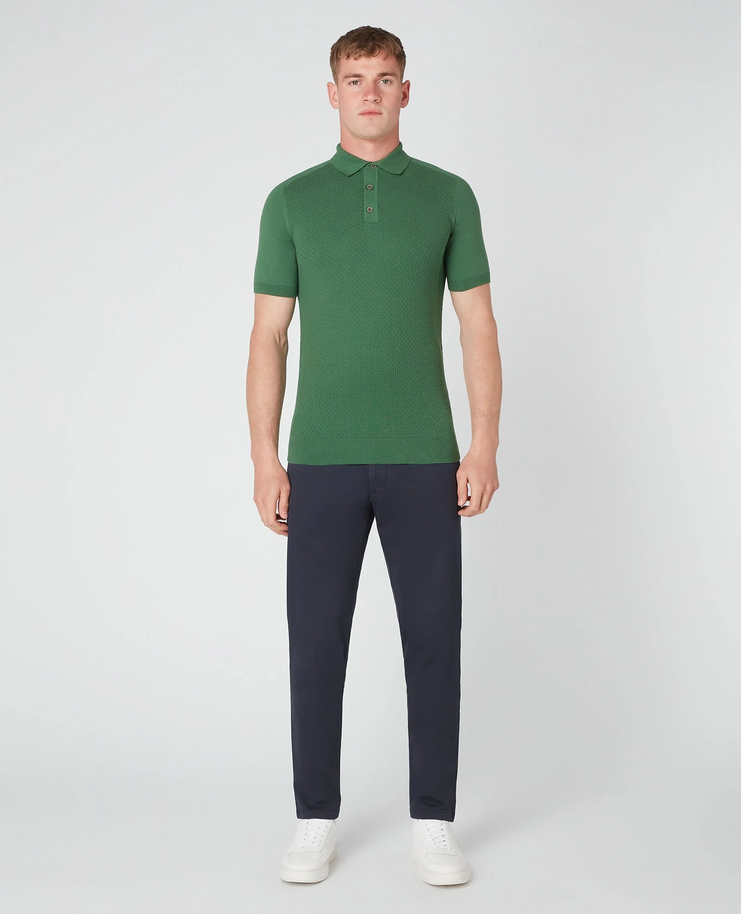 Slim Fit Knitted Cotton Short-Sleeve Polo Shirt - Image 2