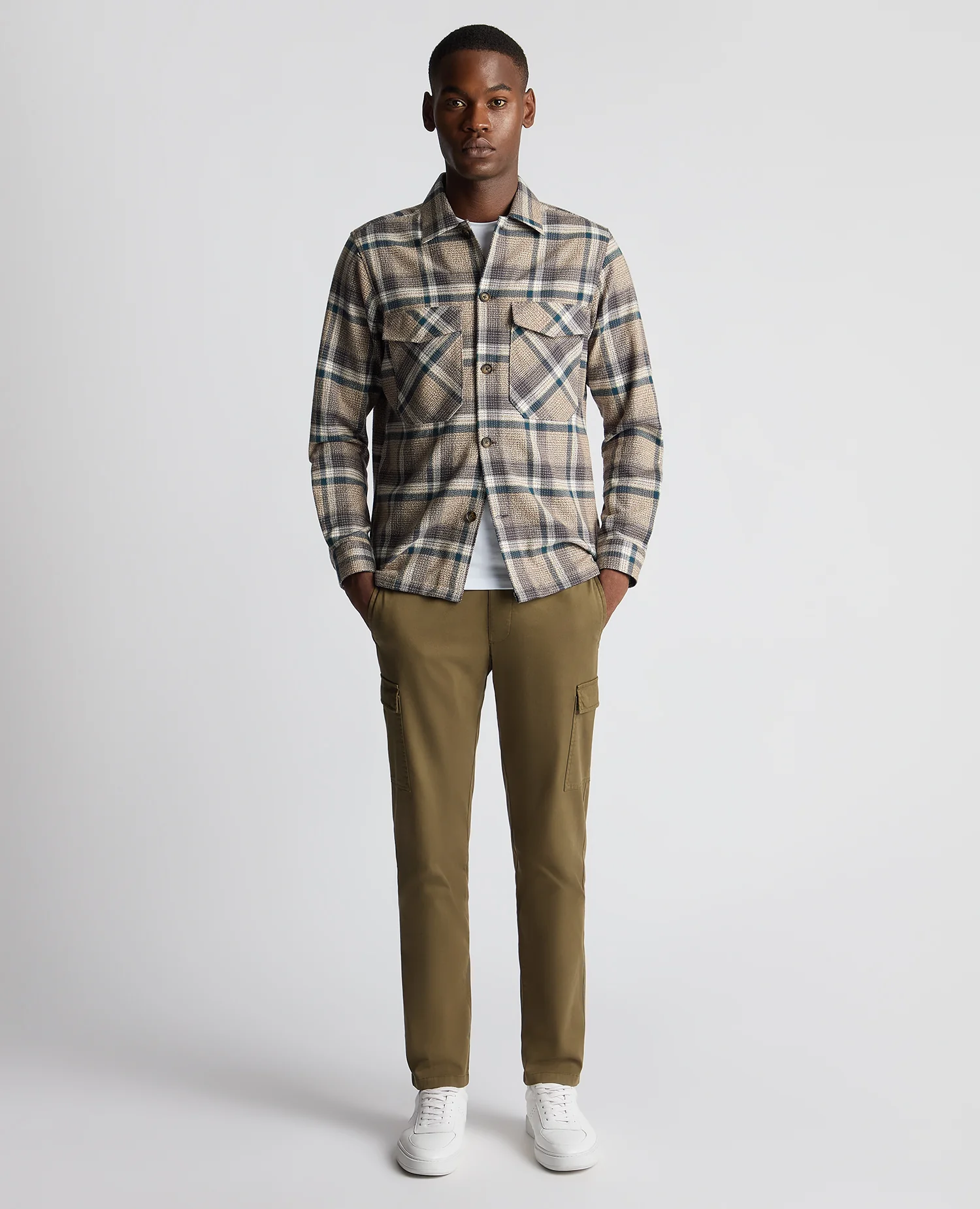 Tapered Fit Cotton Checked Overshirt - Image 2