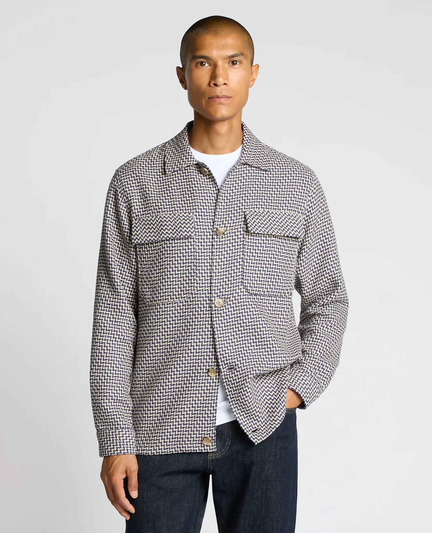 Regular Fit Chevron Print Shacket