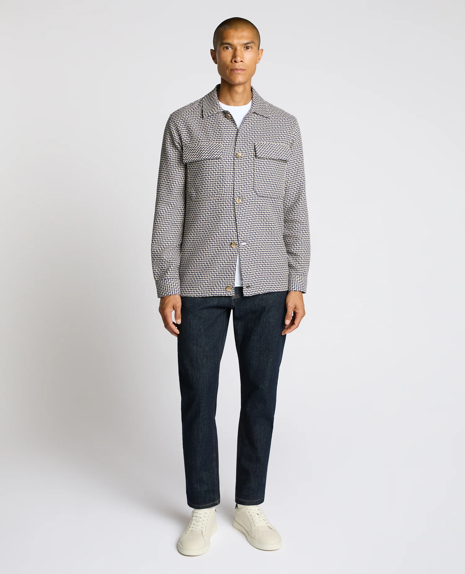 Regular Fit Chevron Print Shacket - Image 2
