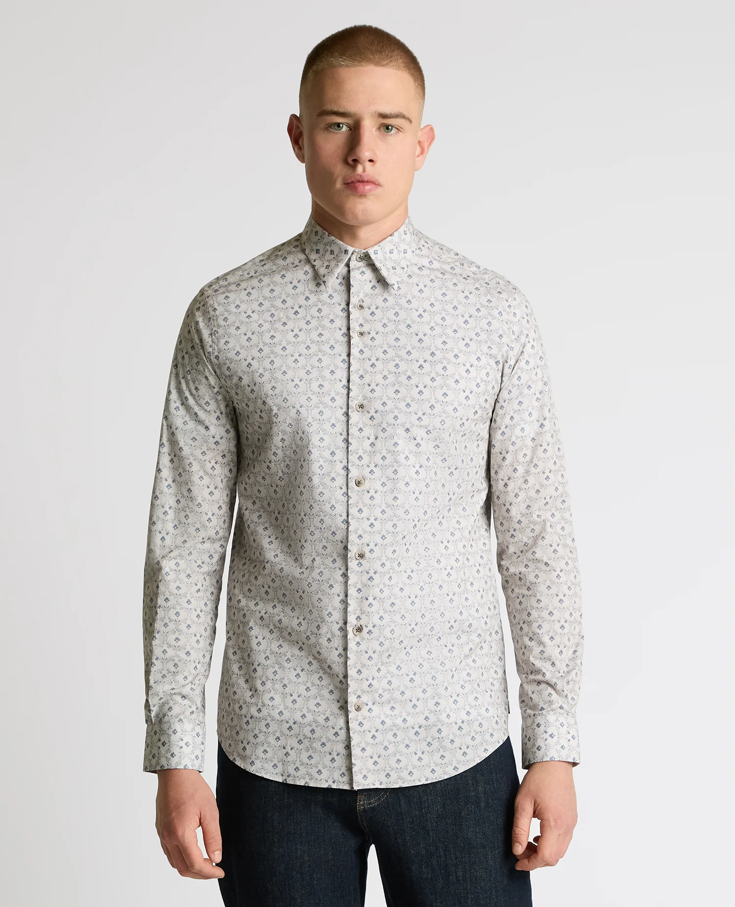 Regular Fit Print Cotton Stretch Shirt