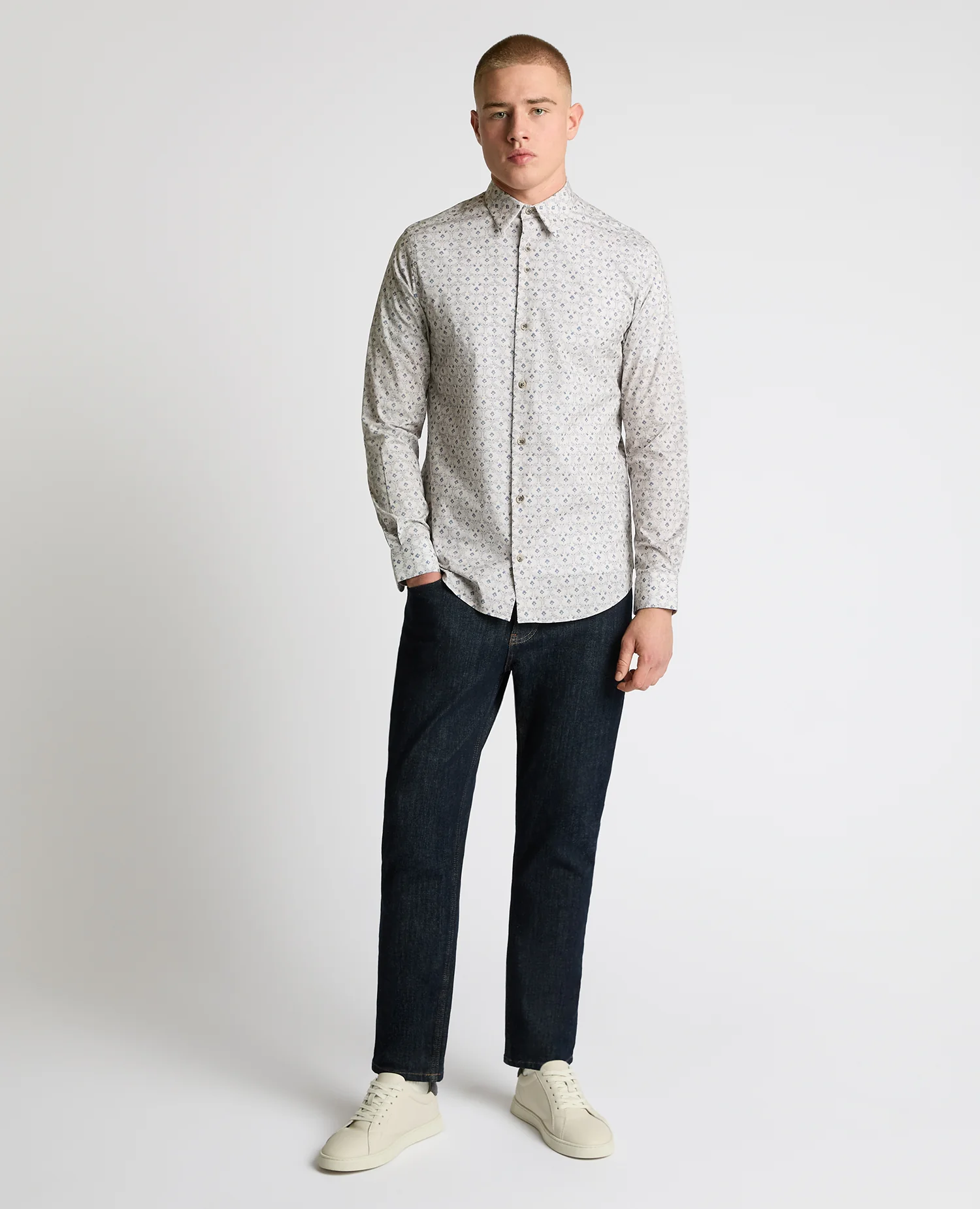 Regular Fit Print Cotton Stretch Shirt - Image 2