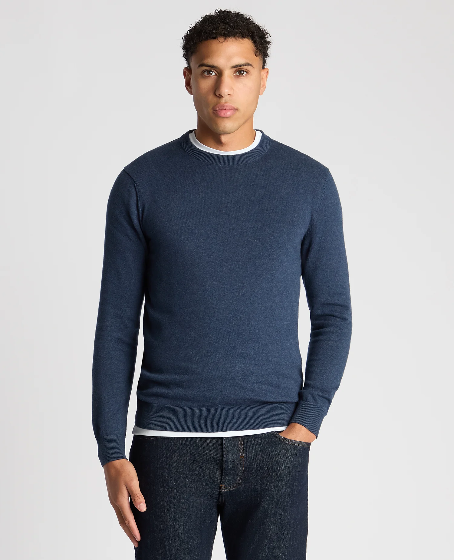 Tapered Fit Cotton Crew Neck Sweater