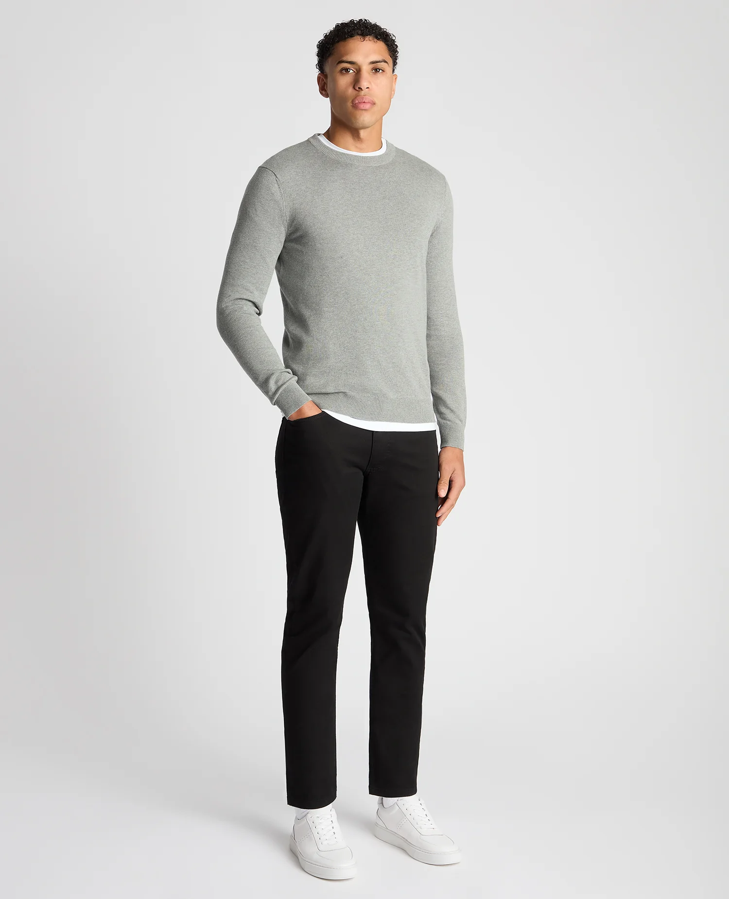 Tapered Fit Cotton Crew Neck Sweater - Image 2