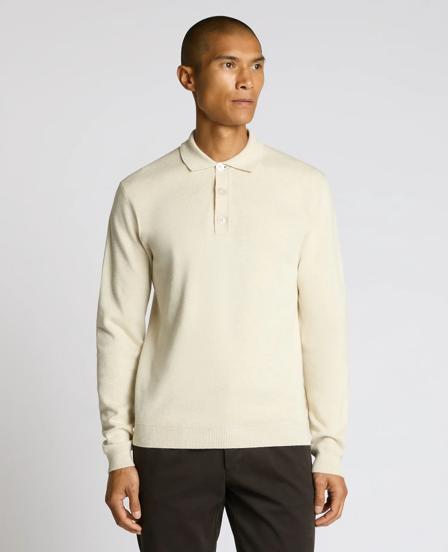 Long Sleeve Cotton Knit Polo