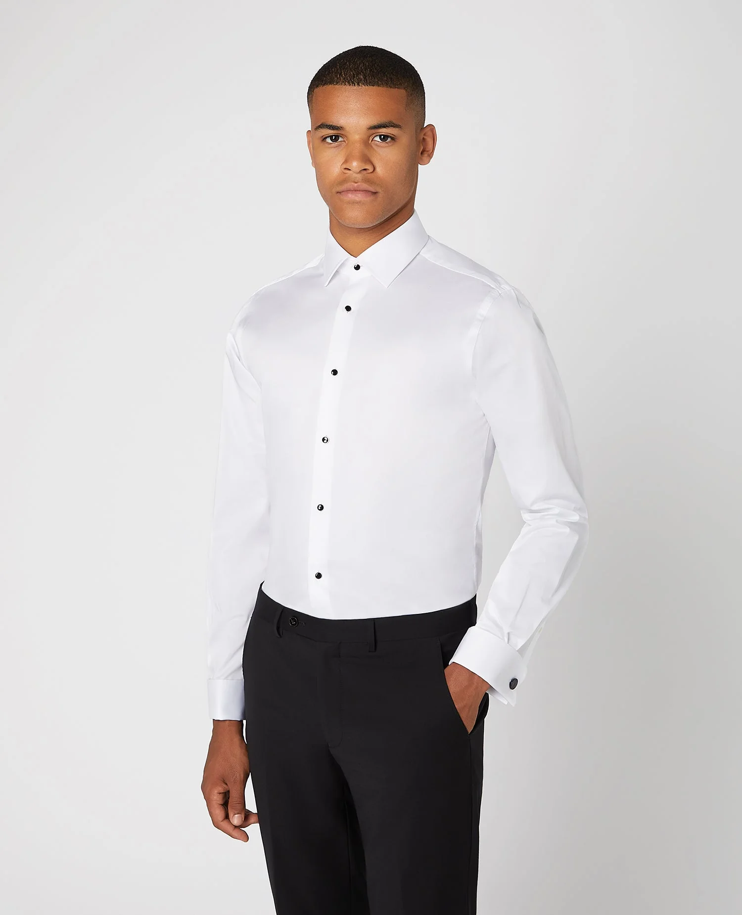 Tapered Fit Stud Button Shirt
