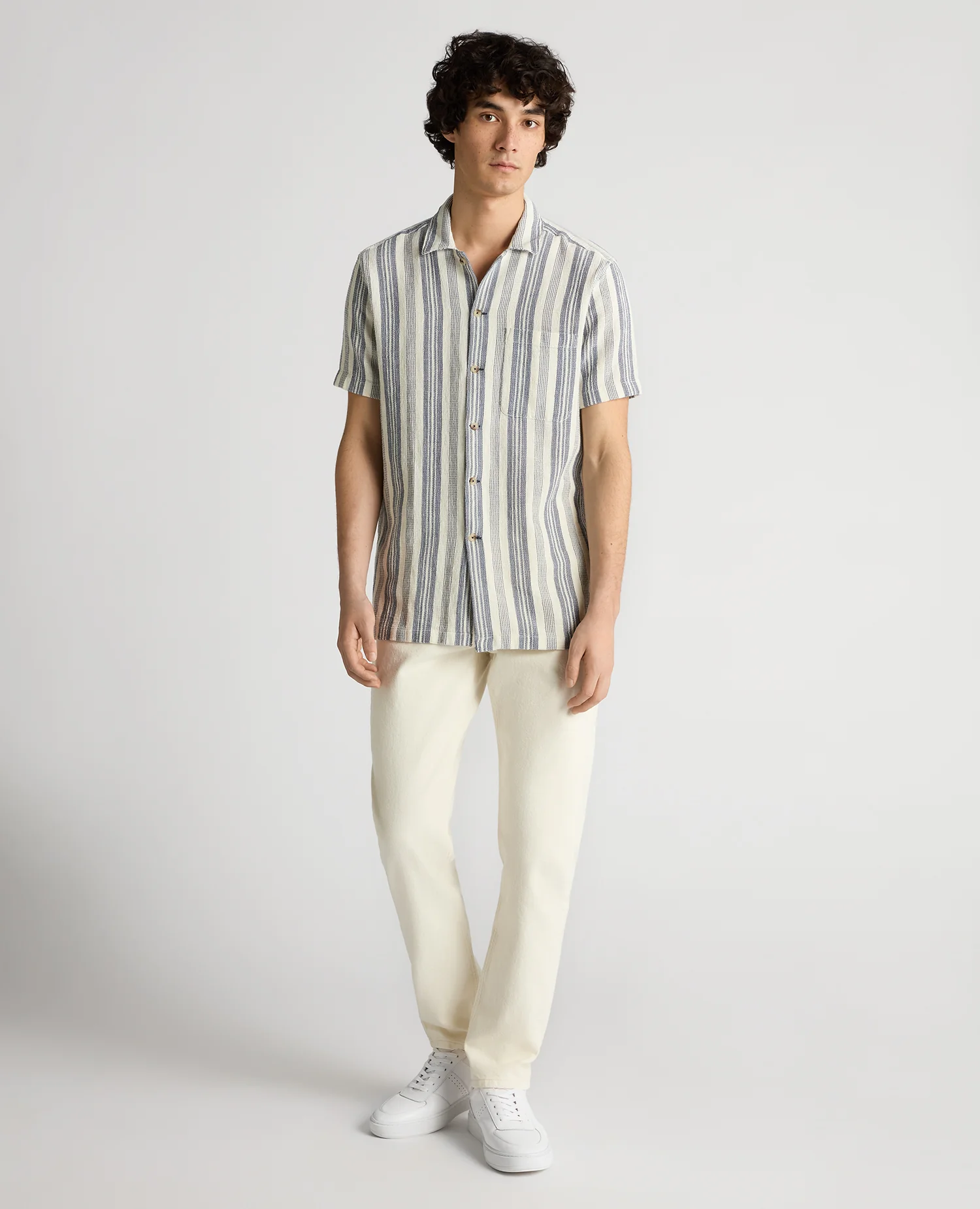 Tapered Fit Woven Cotton Striped Shirt - Image 2