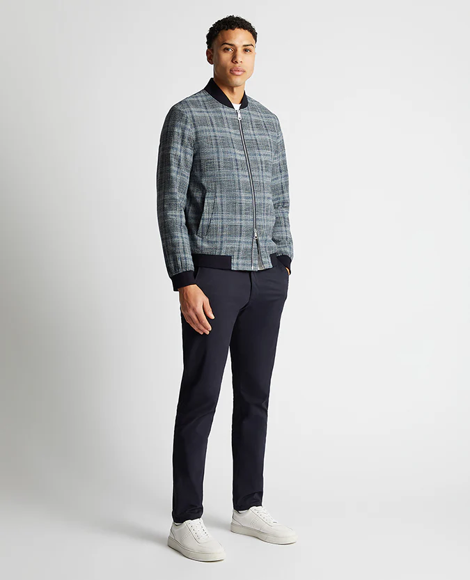 Slim fit Cotton-Blend Checked Bomber Jacket - Image 2