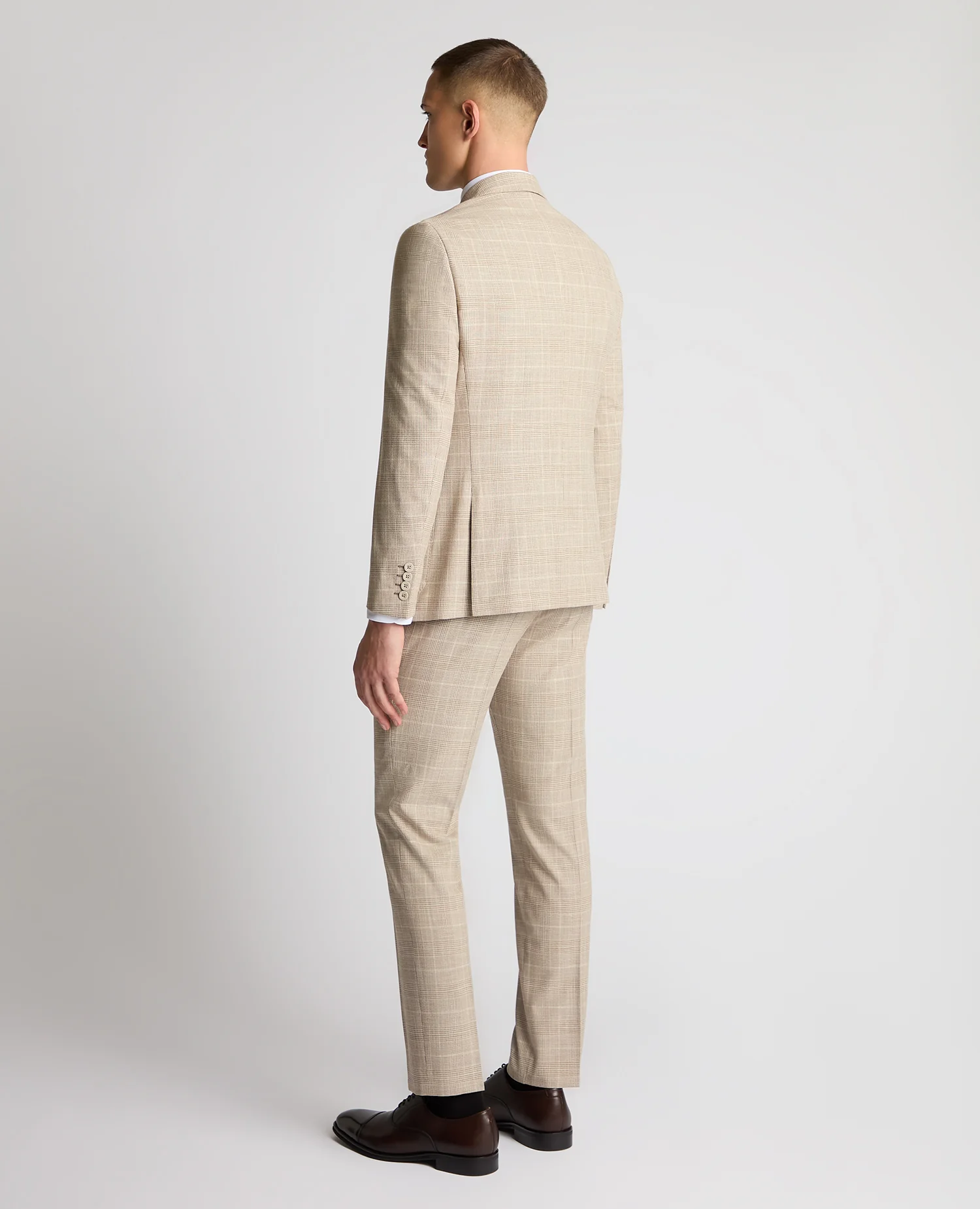 Slim Fit Double Breasted Checked Suit - Image 3