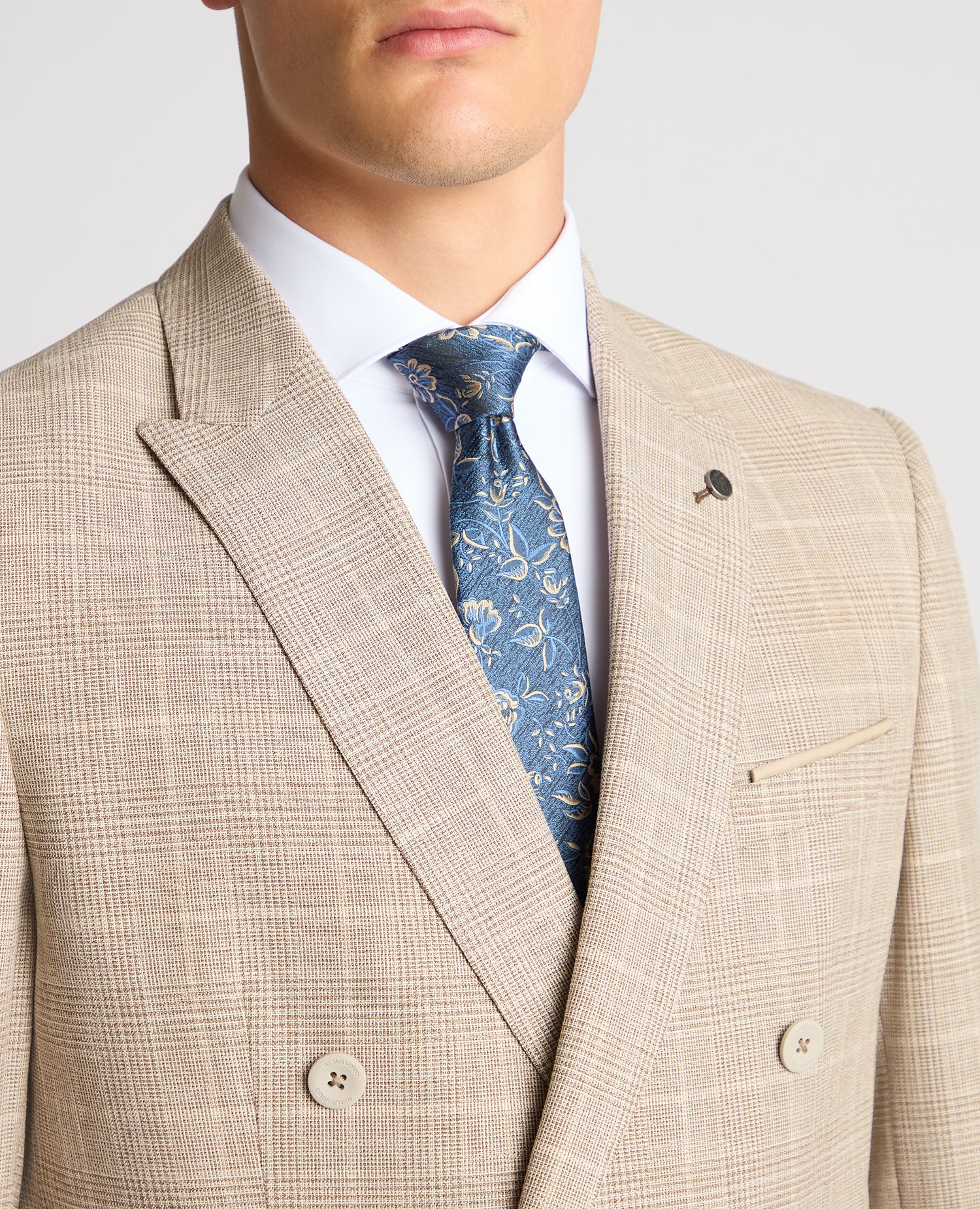 Slim Fit Double Breasted Checked Suit - Image 4