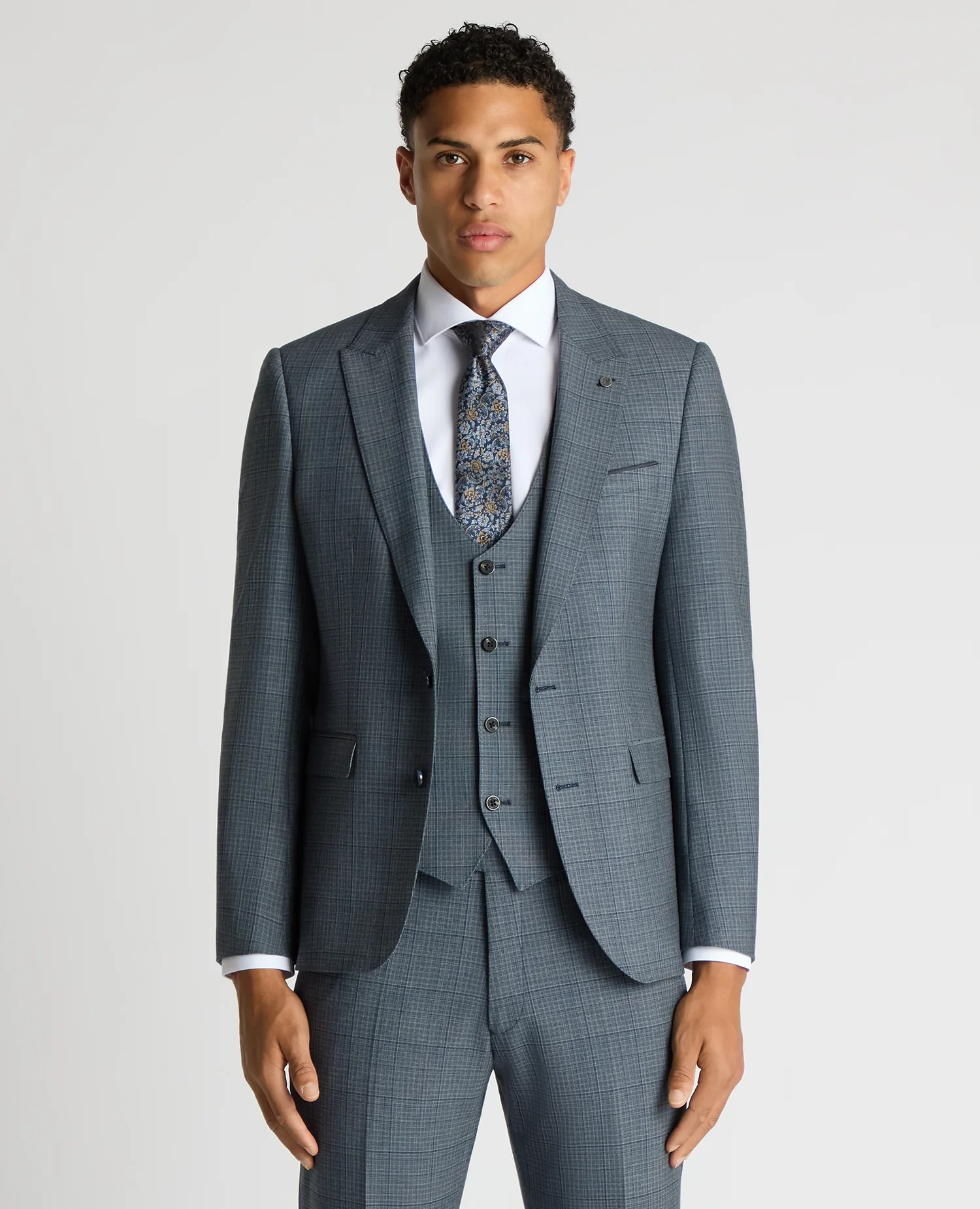 Slim Fit Checked Stretch Suit