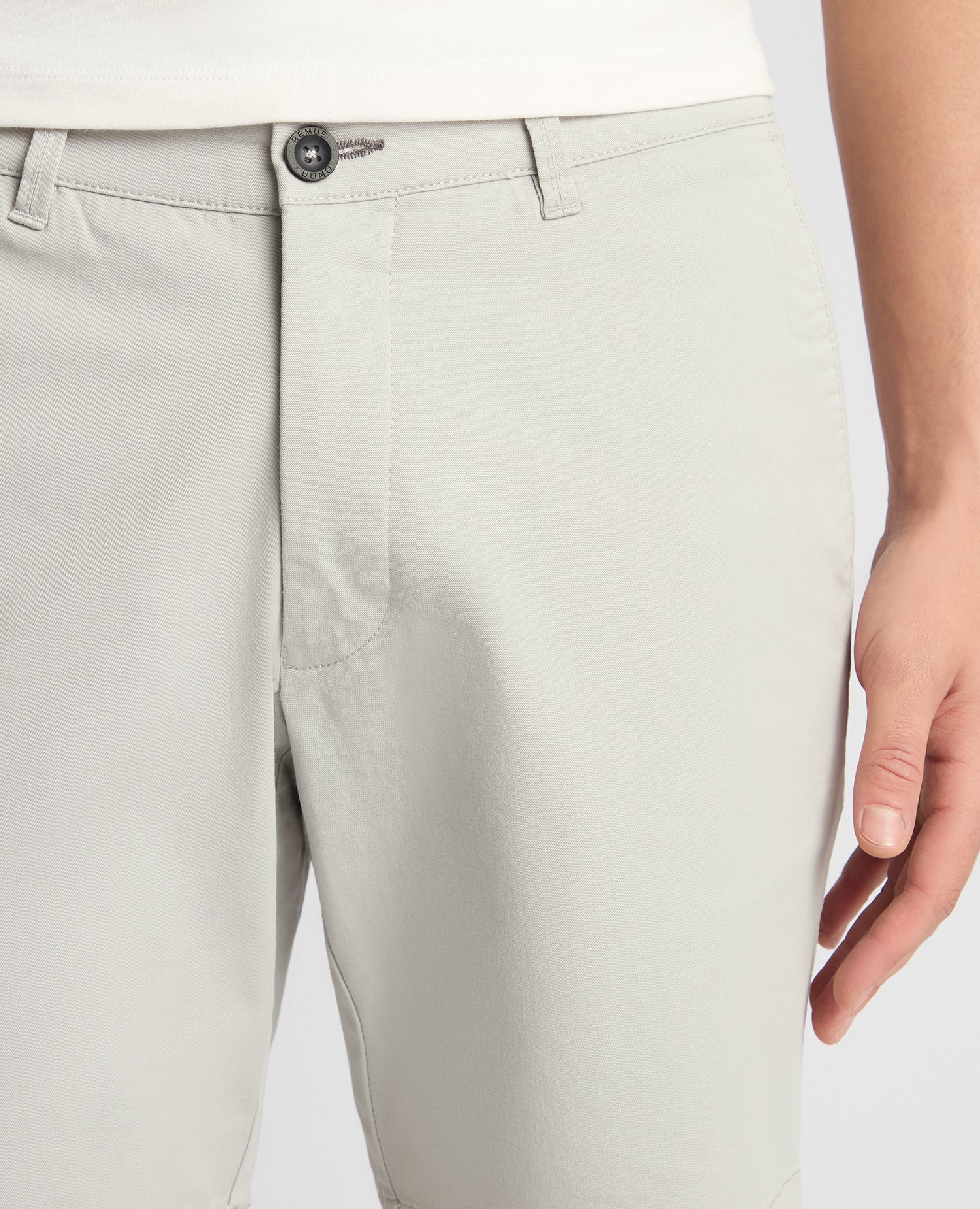 Grey Slim Leg Cotton-Stretch Chino Short - Image 4