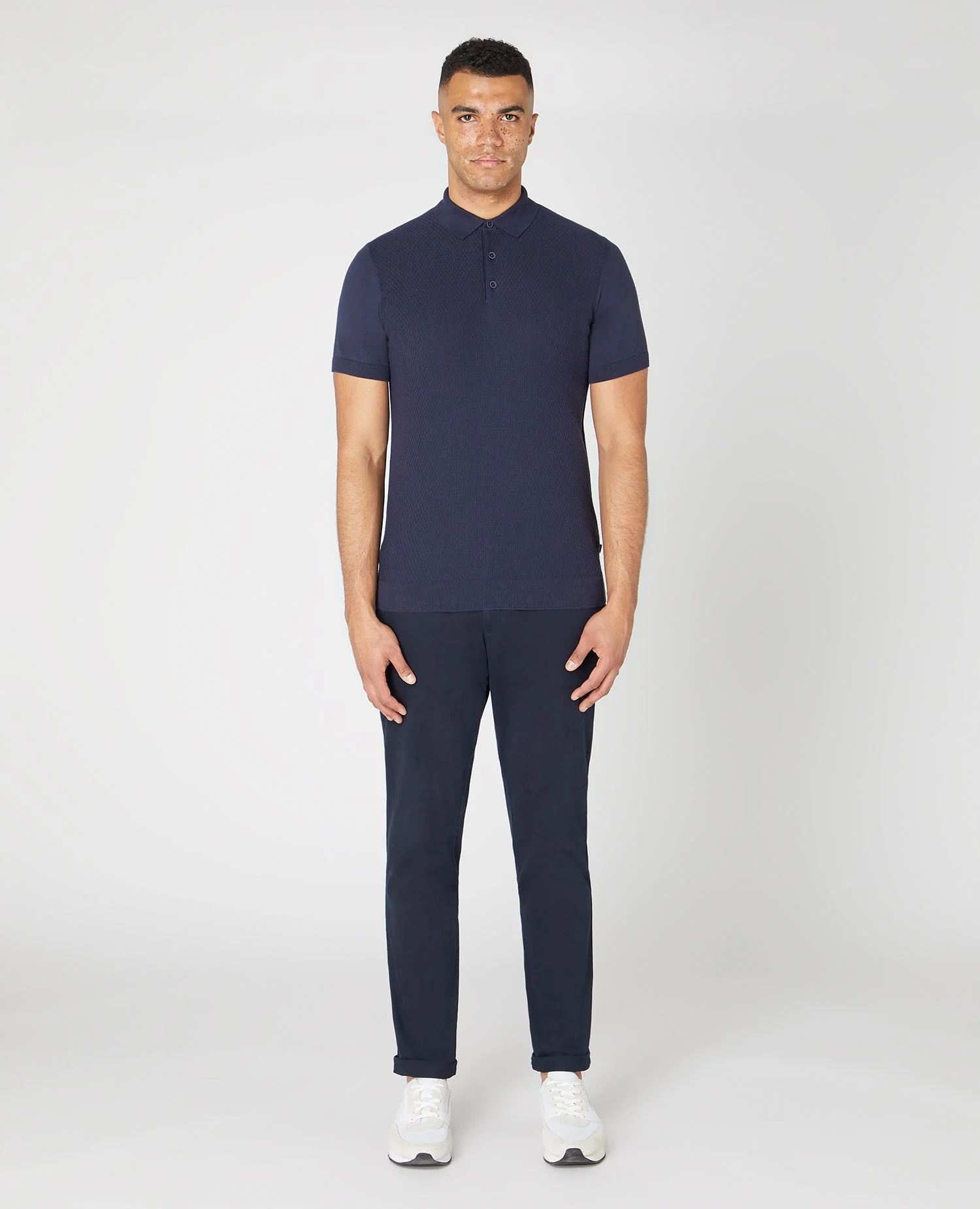 Slim Fit Knitted Cotton Short-Sleeve Polo Shirt - Image 2
