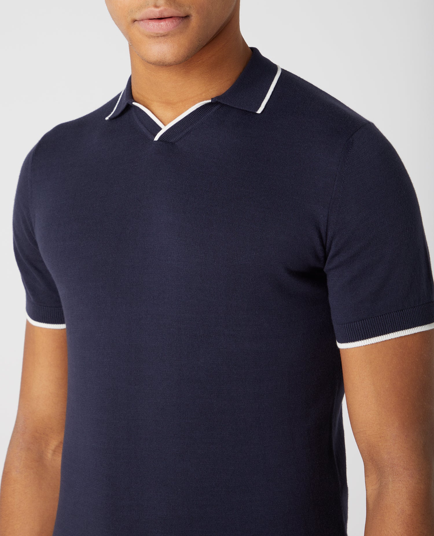 Slim Fit Knitted Cotton Short Sleeve Polo Shirt - Image 4