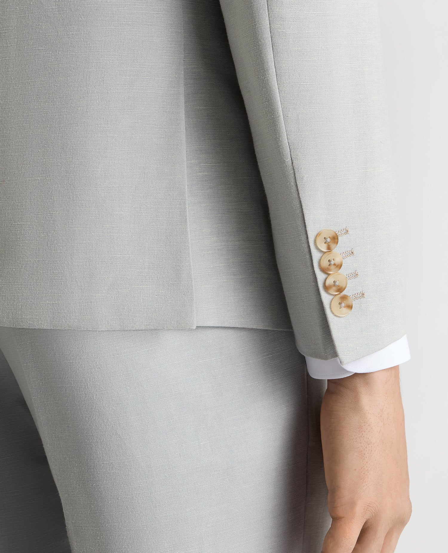 Slim Fit Linen-Blend Double Breasted Suit - Image 5