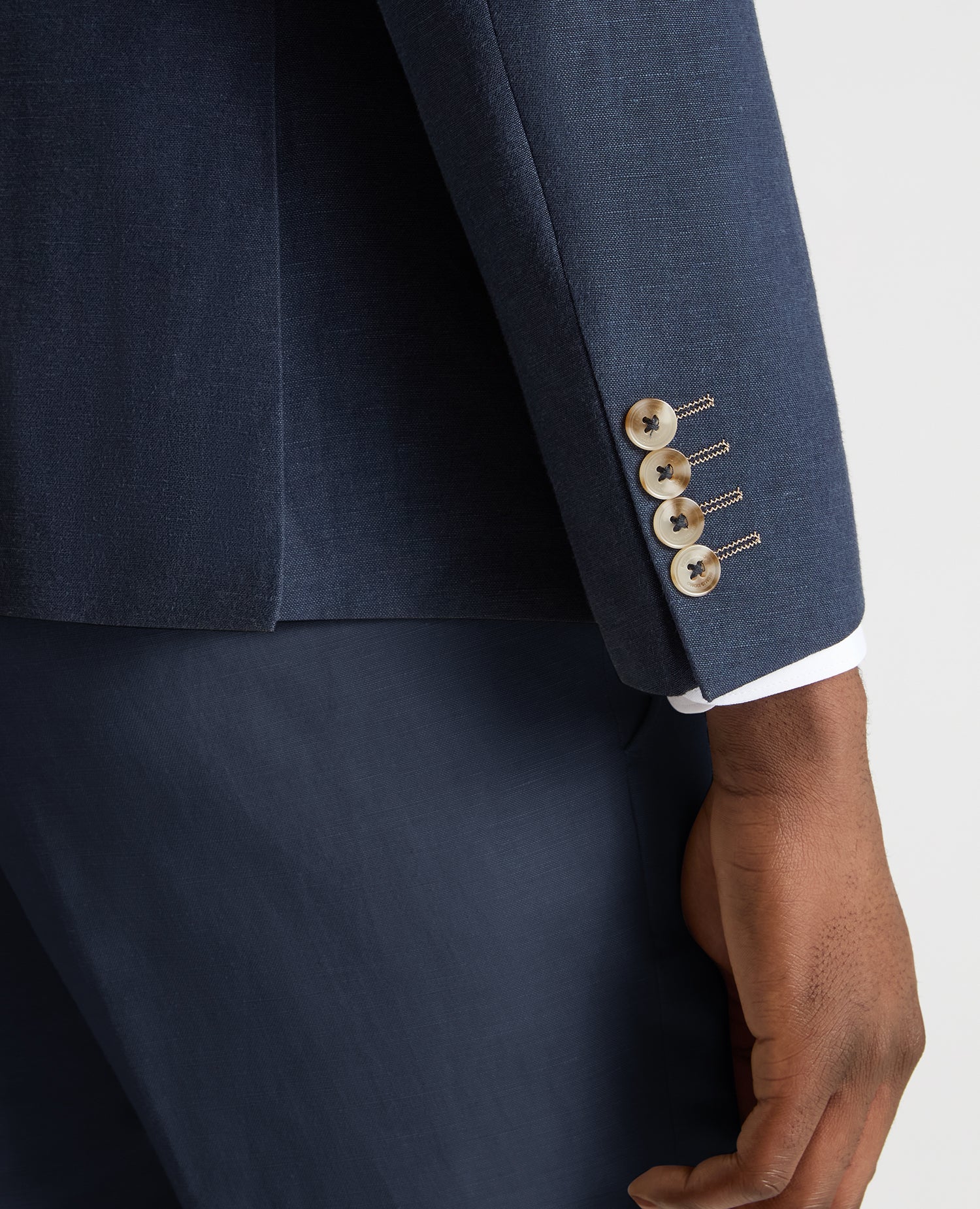 Slim Fit Linen-Blend Double Breasted Suit - Image 5