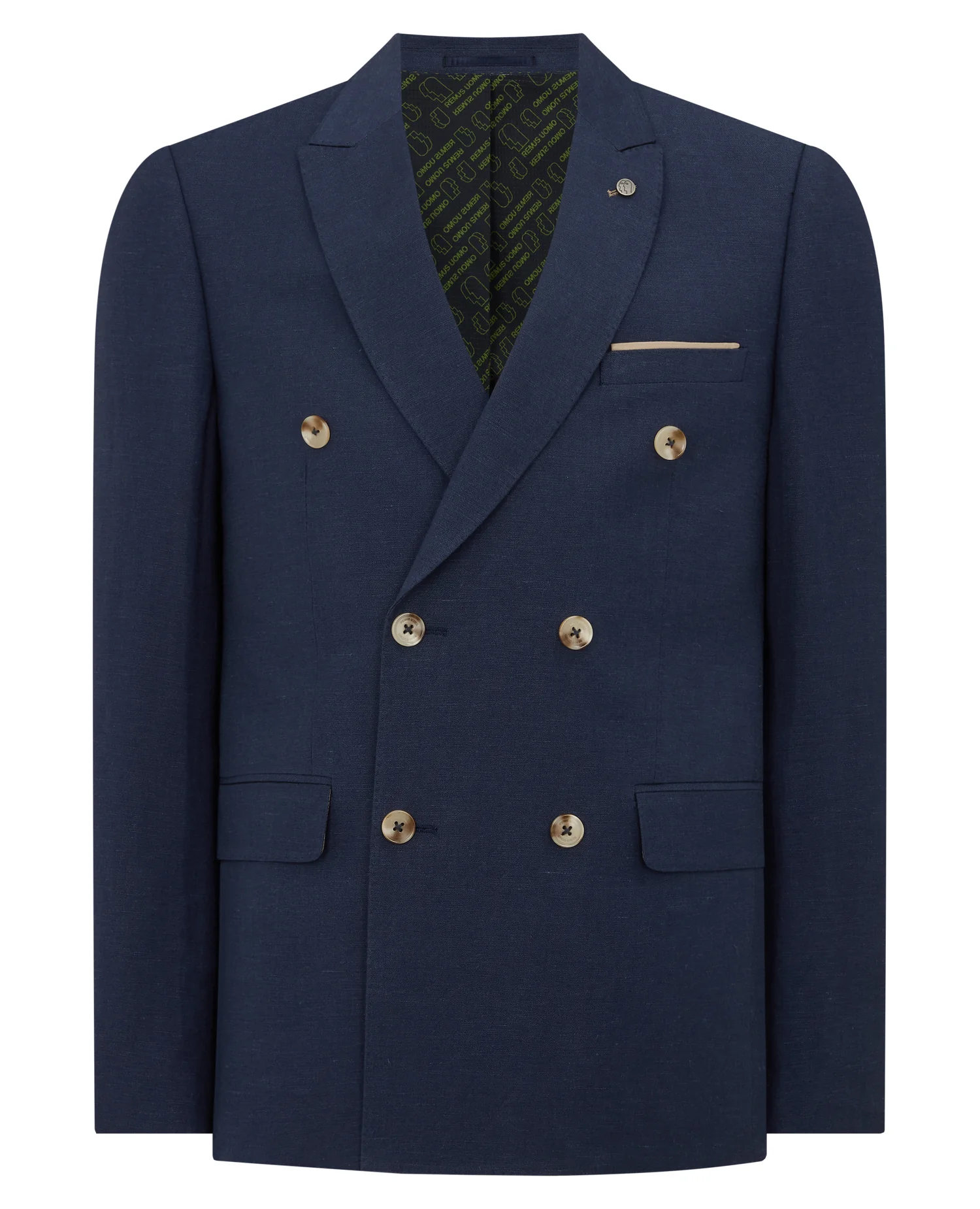 Slim Fit Linen-Blend Double Breasted Suit - Image 6