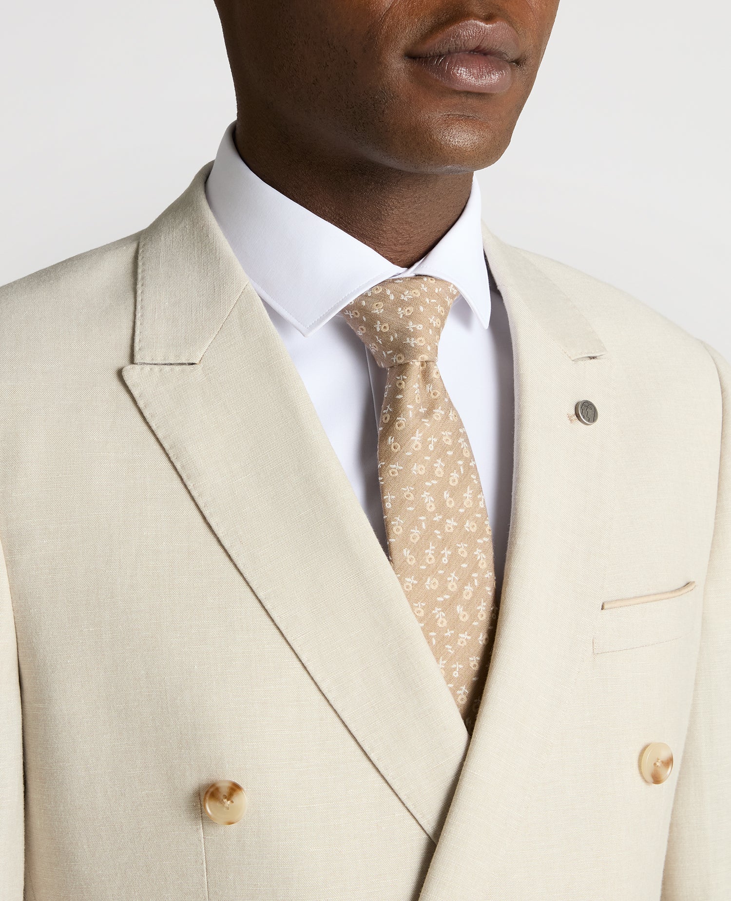 Slim Fit Linen-Blend Double Breasted Suit - Image 4