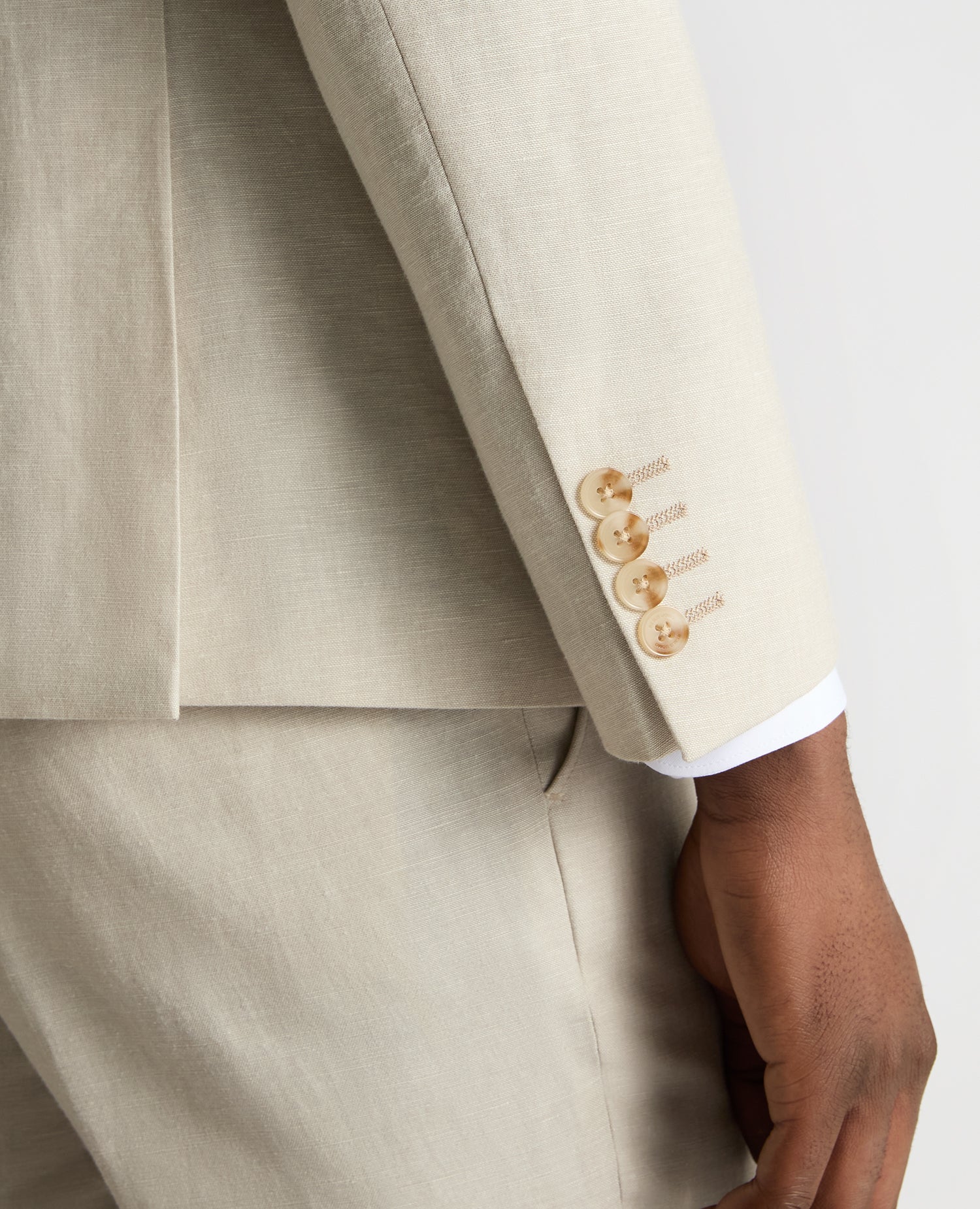 Slim Fit Linen-Blend Double Breasted Suit - Image 5