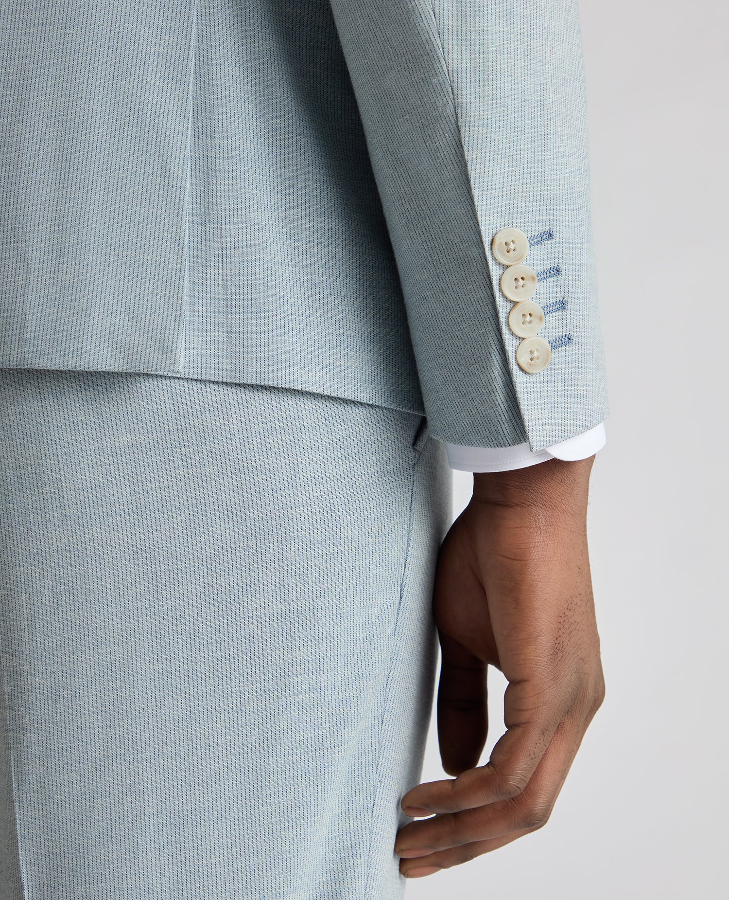 Slim Fit Linen-Blend Pinstripe Suit - Image 5