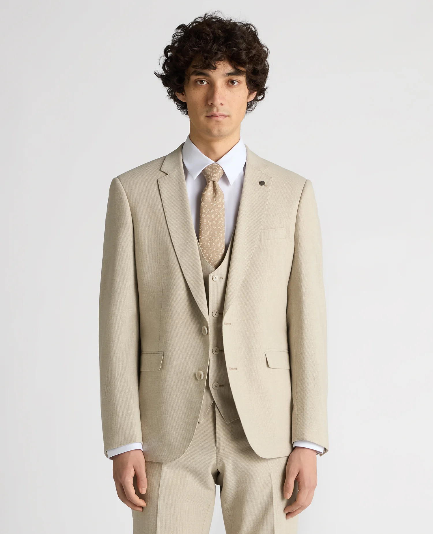 Slim Fit Linen-Blend Pinstripe Suit
