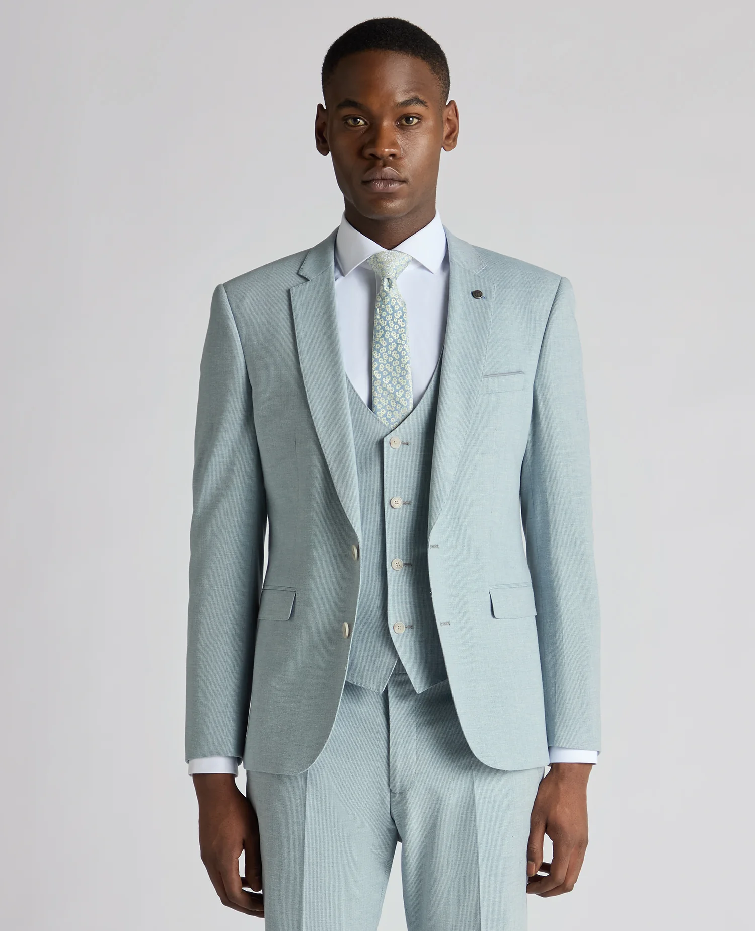 Slim Fit Linen-Blend Micro Pinstripe Suit Jacket