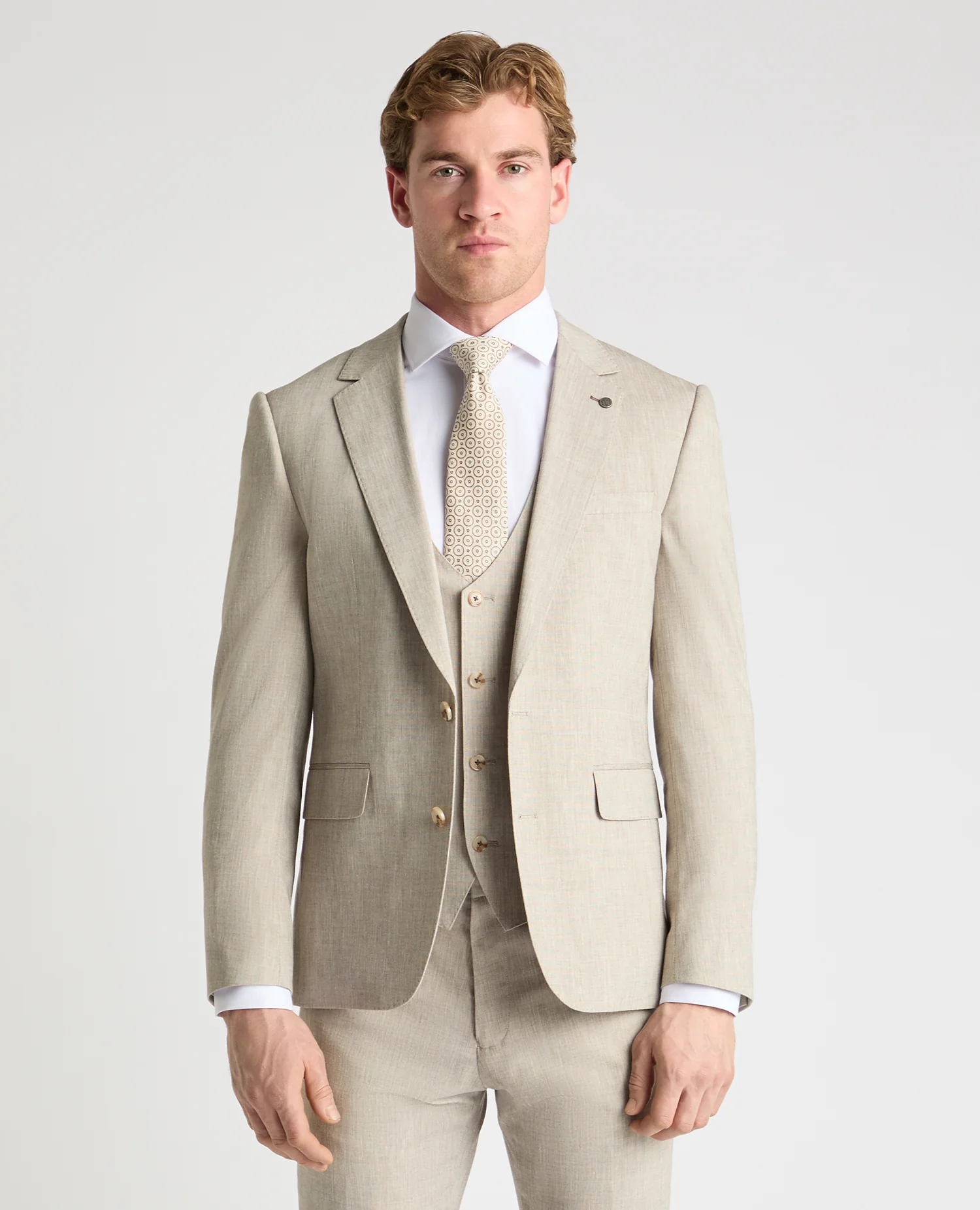 Slim Fit Linen-Blend Suit Jacket