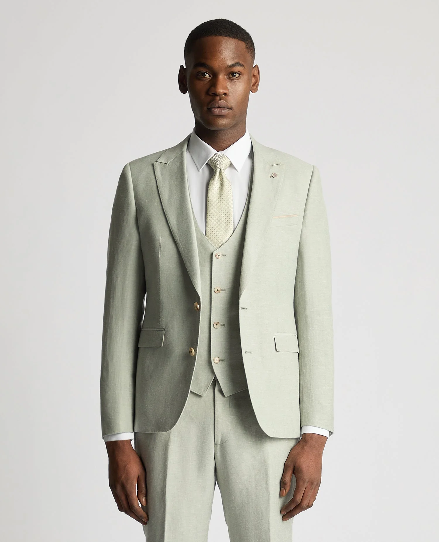 Slim Fit Linen-Blend Suit Jacket