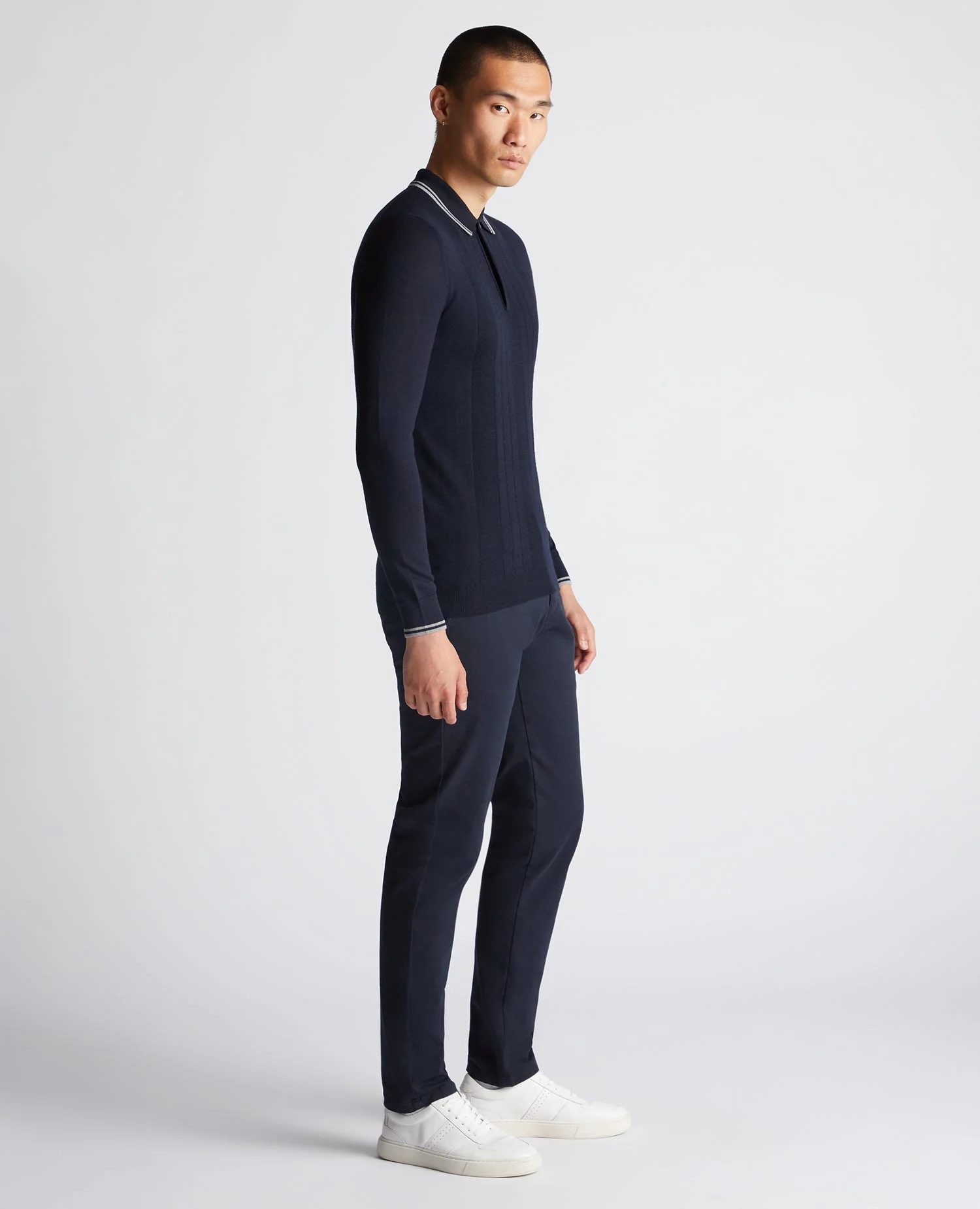 Slim Fit Merino Wool Knitted Polo - Image 4