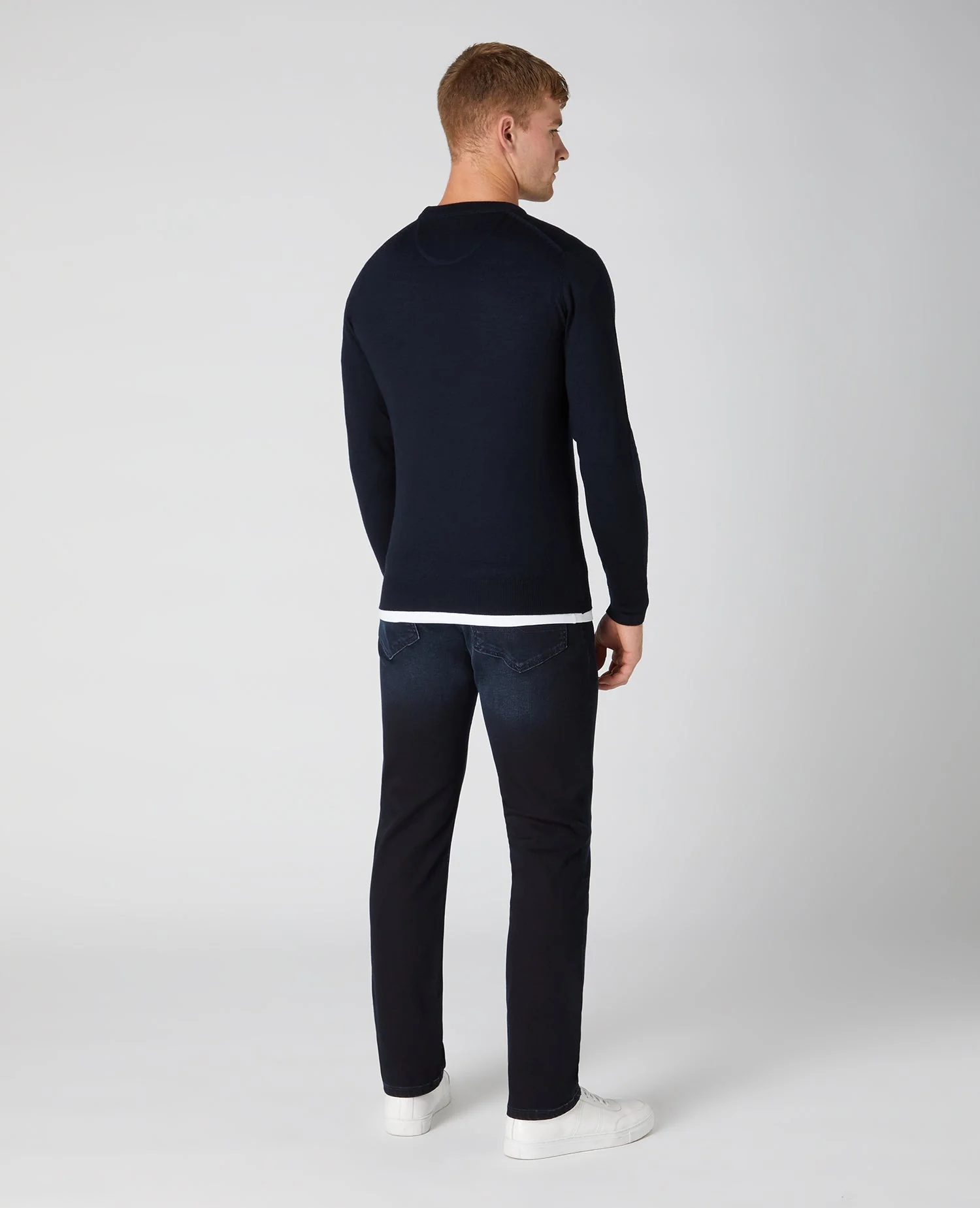 Tapered Fit Merino Wool-Blend Crew Neck Sweater - Image 3