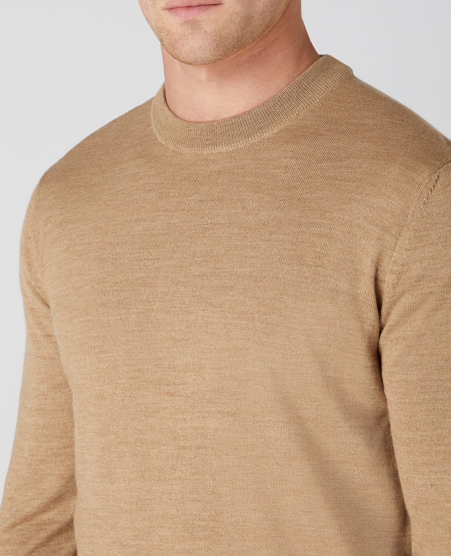 Tapered Fit Merino Wool-Blend Crew Neck Sweater - Image 3