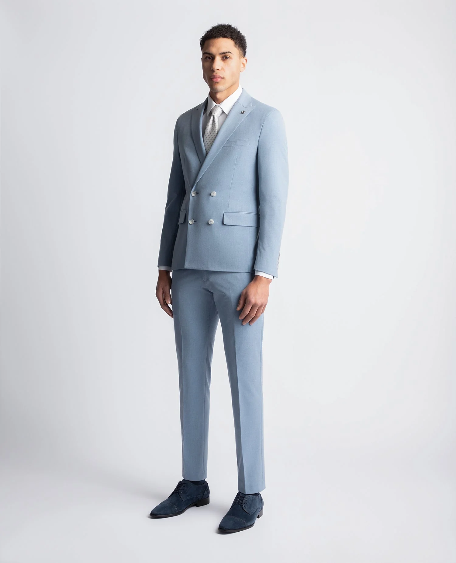 Slim Fit Stretch Double Breasted Suit Jacket - Image 2