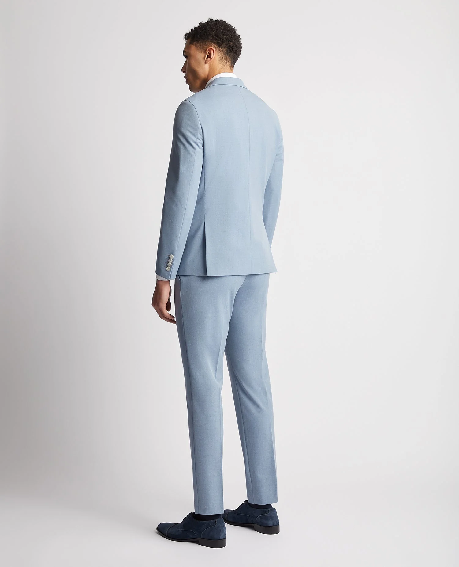 Slim Fit Stretch Double Breasted Suit Jacket - Image 3