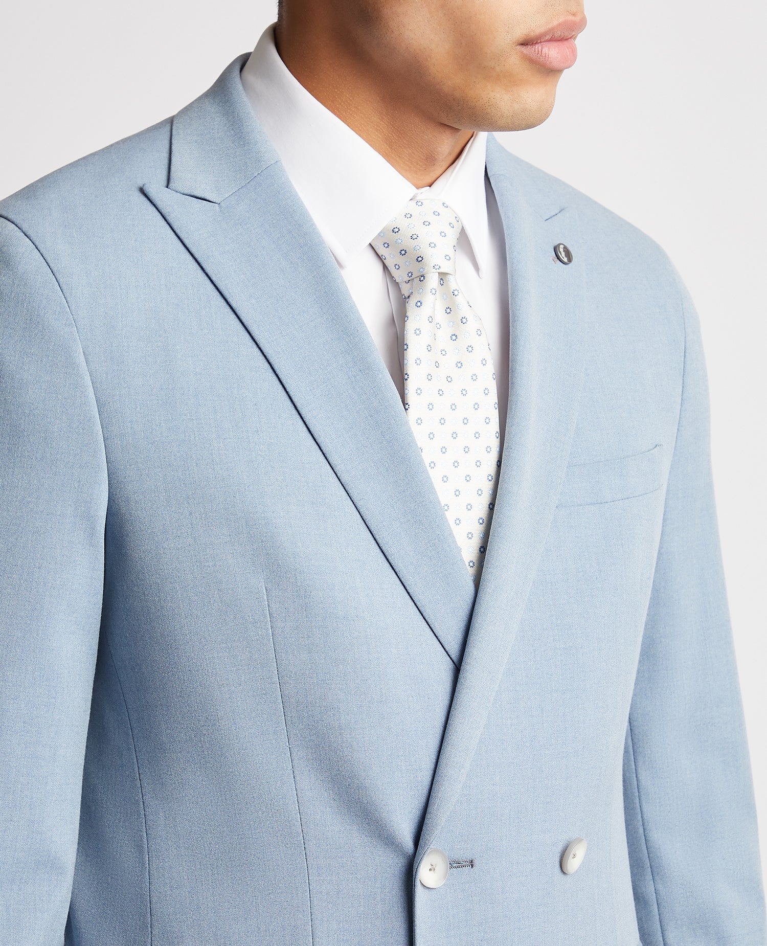 Slim Fit Stretch Double Breasted Suit Jacket - Image 4