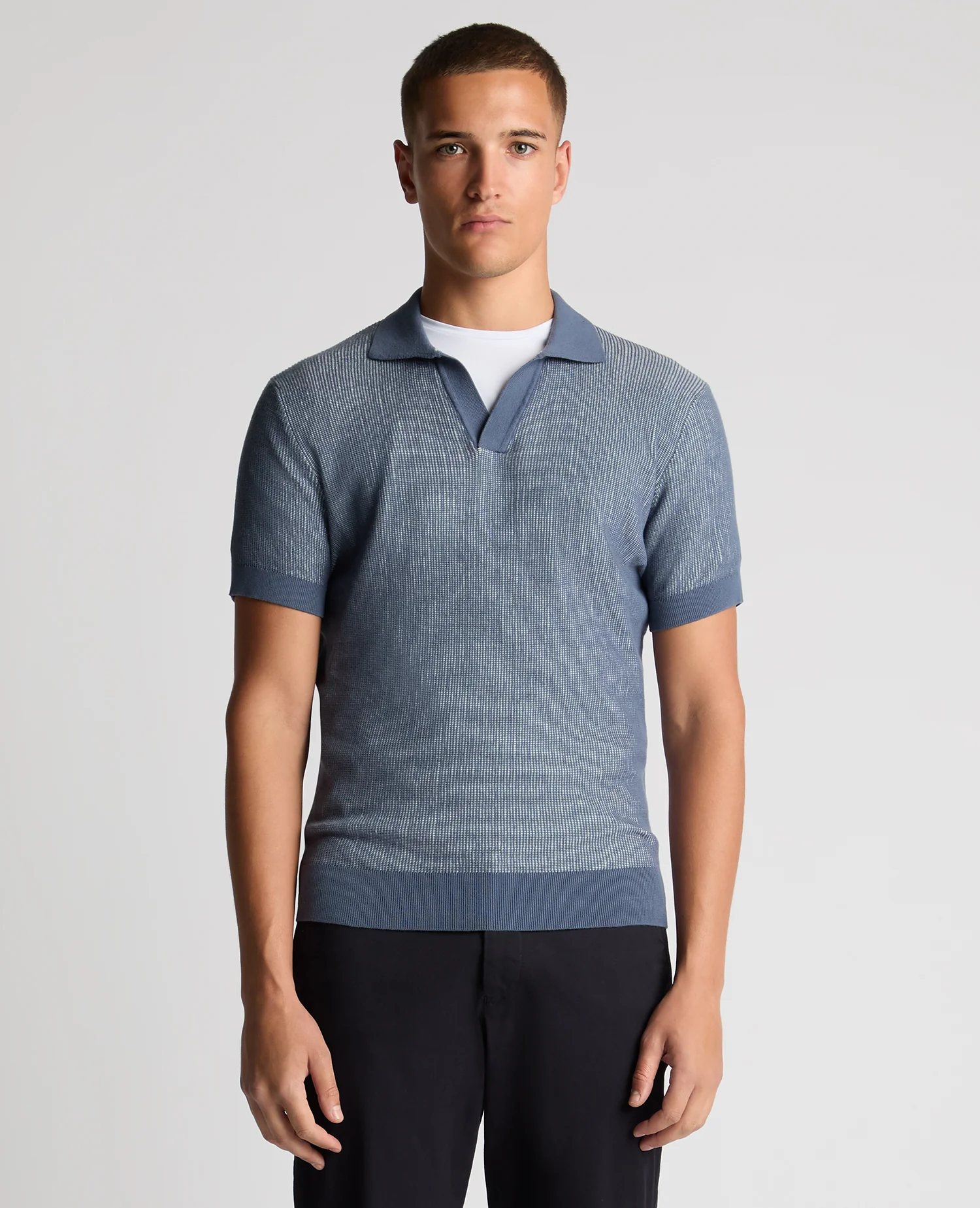 Slim Fit Textured Knit Polo