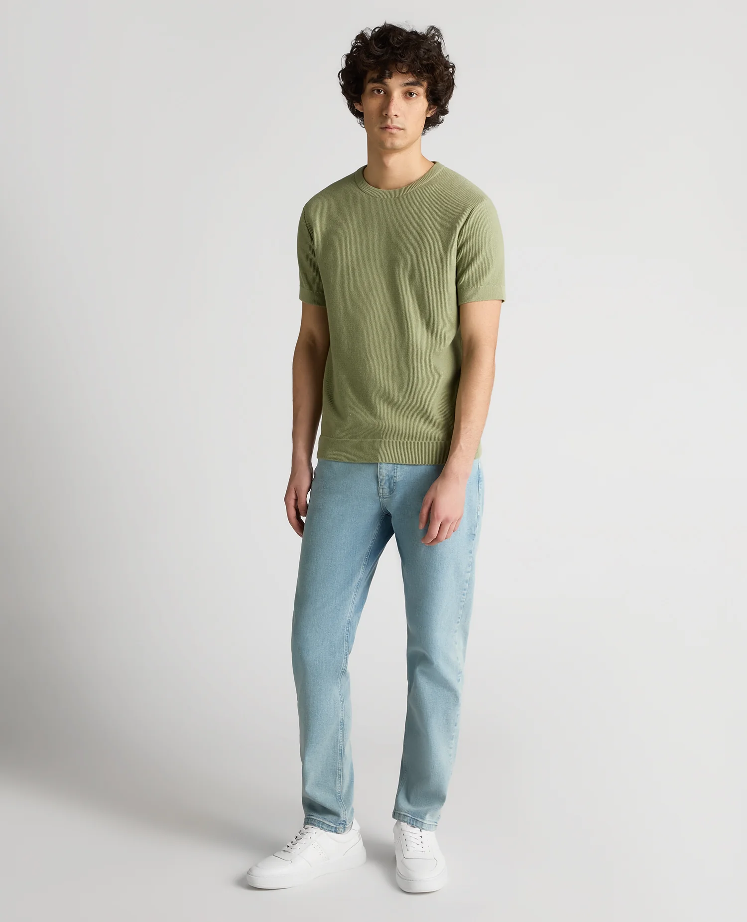 Slim Fit Wafffle Knitted Tee - Image 2