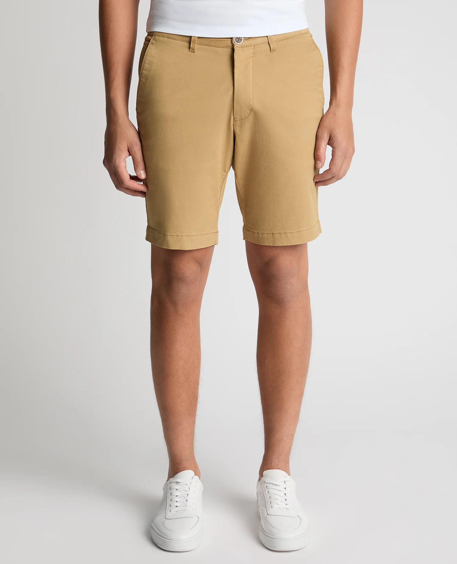 Camel Slim Leg Cotton-Stretch Chino Short