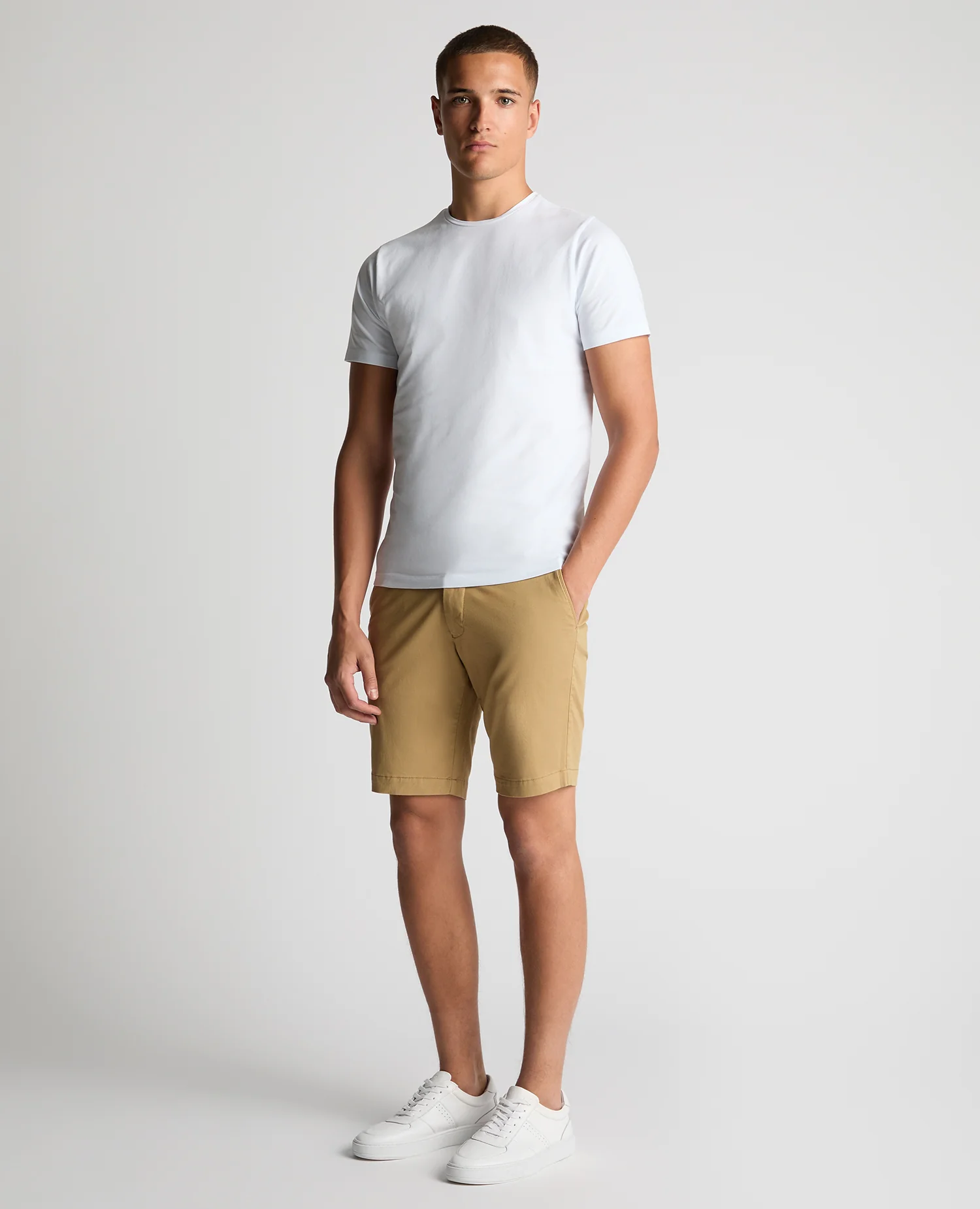 Camel Slim Leg Cotton-Stretch Chino Short - Image 2