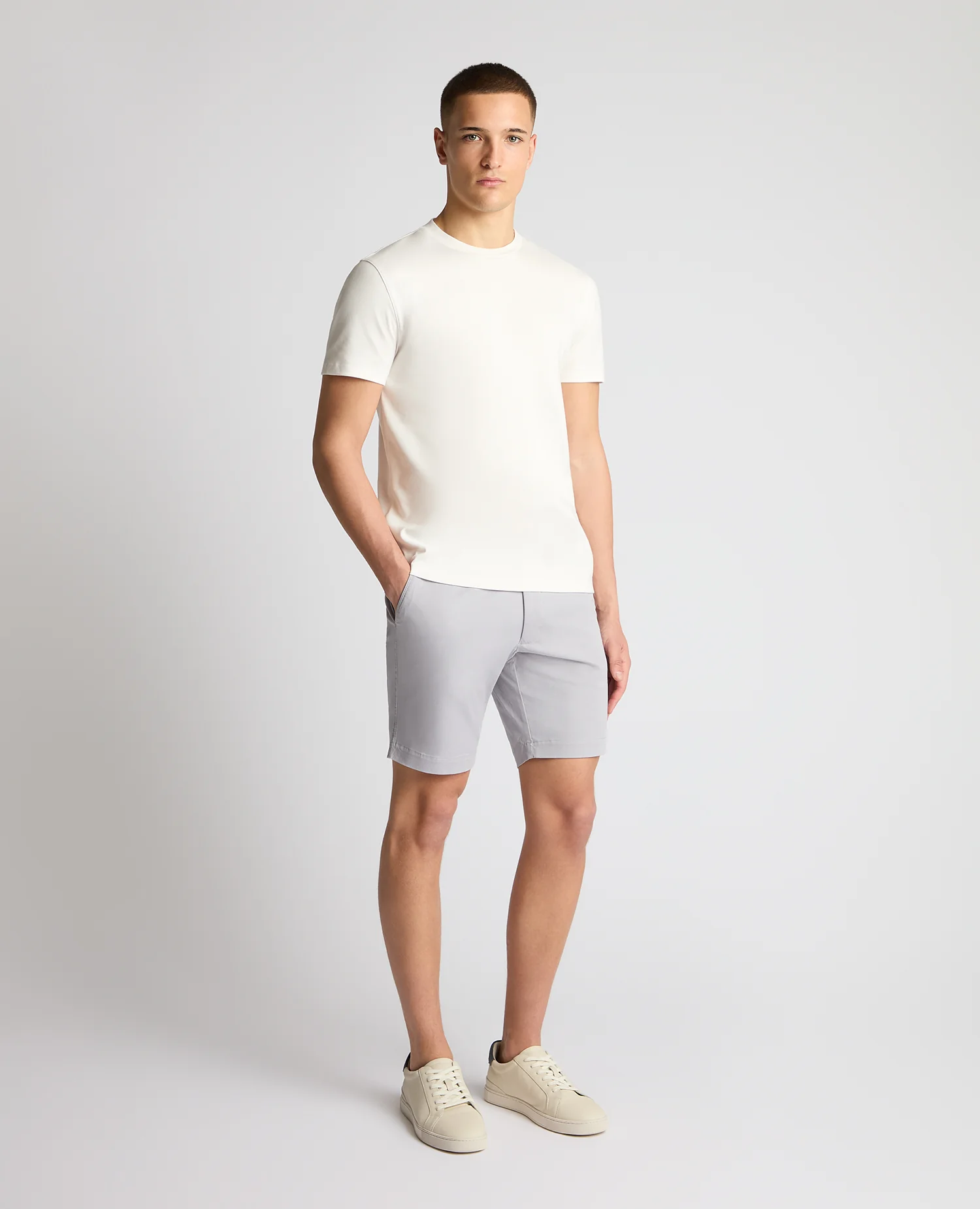 Purple Slim Leg Cotton-Stretch Chino Short - Image 2