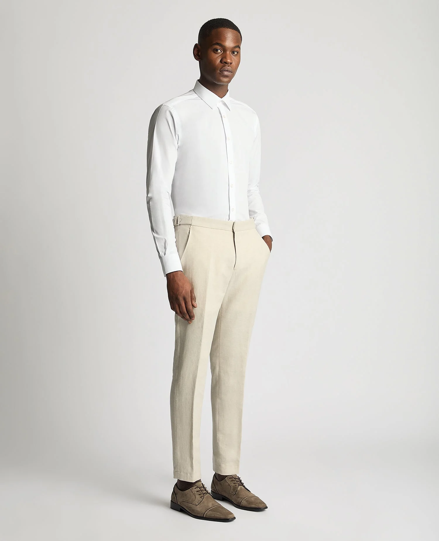 Slim Fit Linen Blend Suit Trousers - Image 2