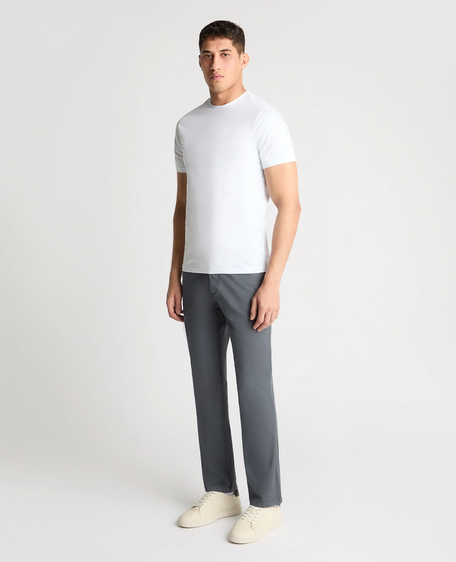 Grey Straight Leg Cotton Stretch Chino - Image 2