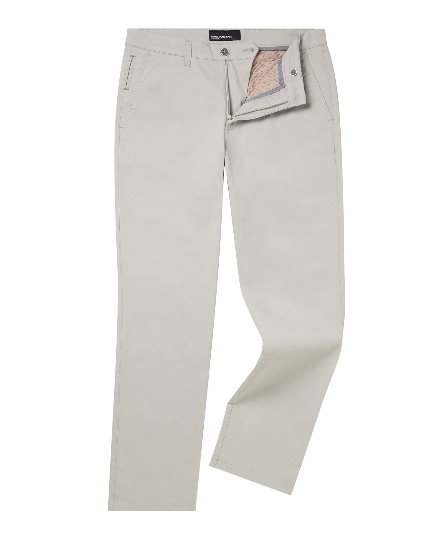 Light Grey Straight Leg Cotton Stretch Chino - Image 6