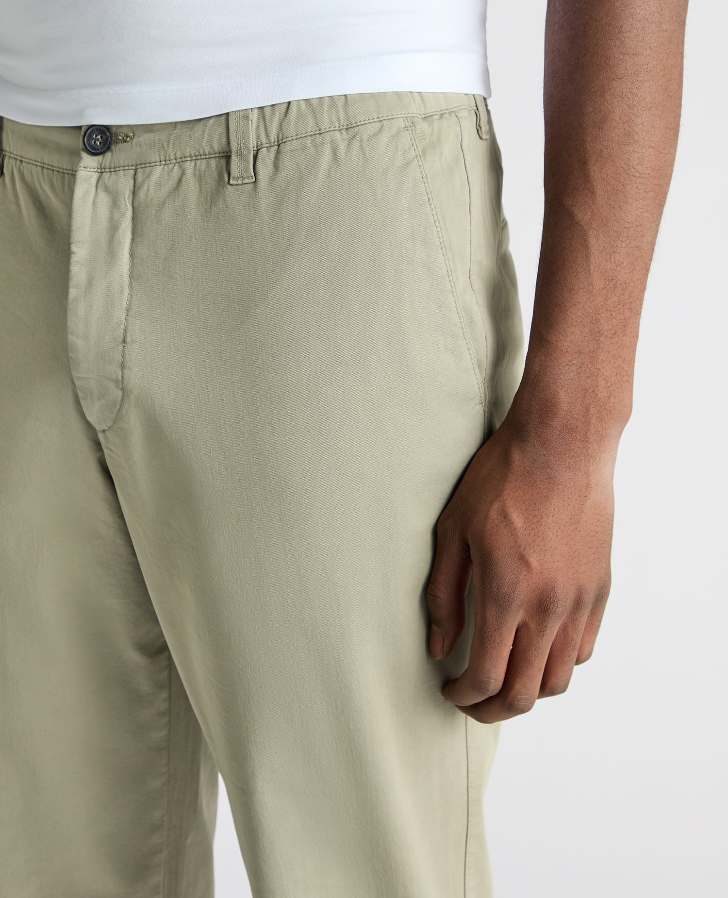 Green Straight Leg Cotton-Tencel Blend Chinos - Image 4