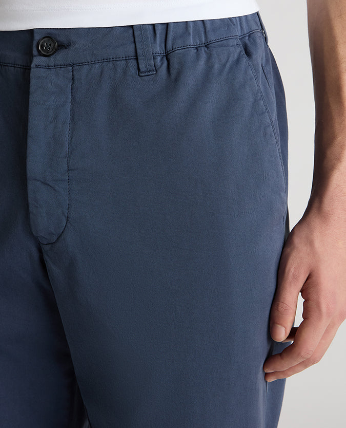 Blue Straight Leg Cotton-Blend Chinos - Image 4